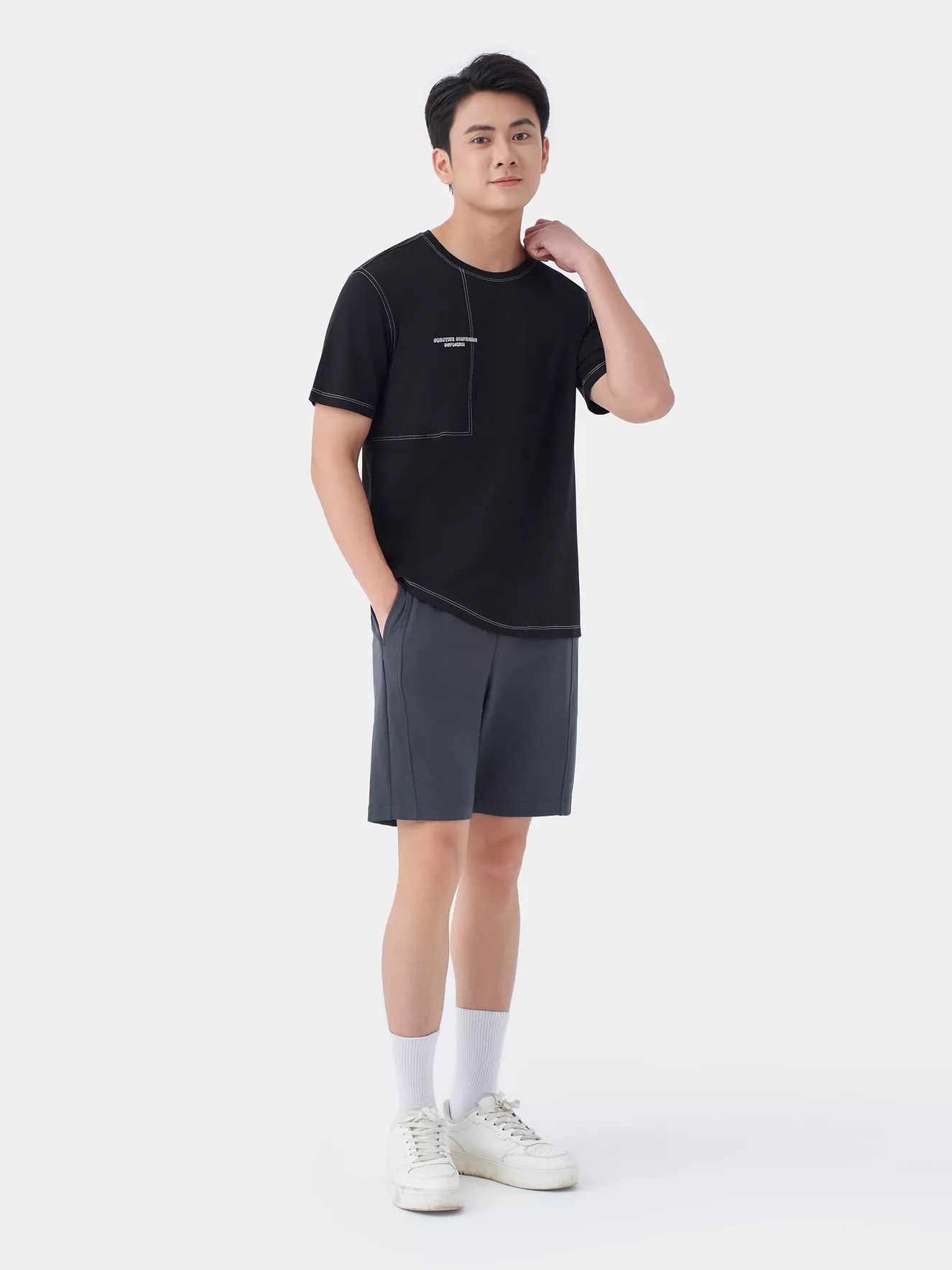 Áo Thun Nam Ngắn Tay 5S Fashion Chần Chỉ Casual ATS24022