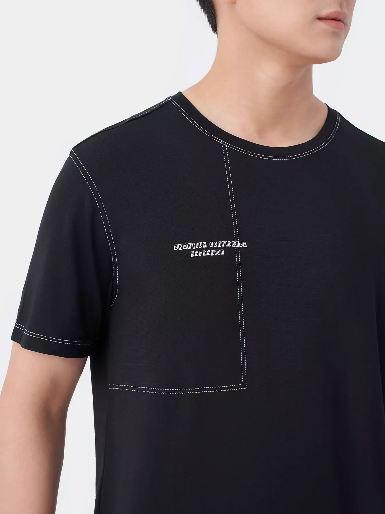 Áo Thun Nam Ngắn Tay 5S Fashion Chần Chỉ Casual ATS24022