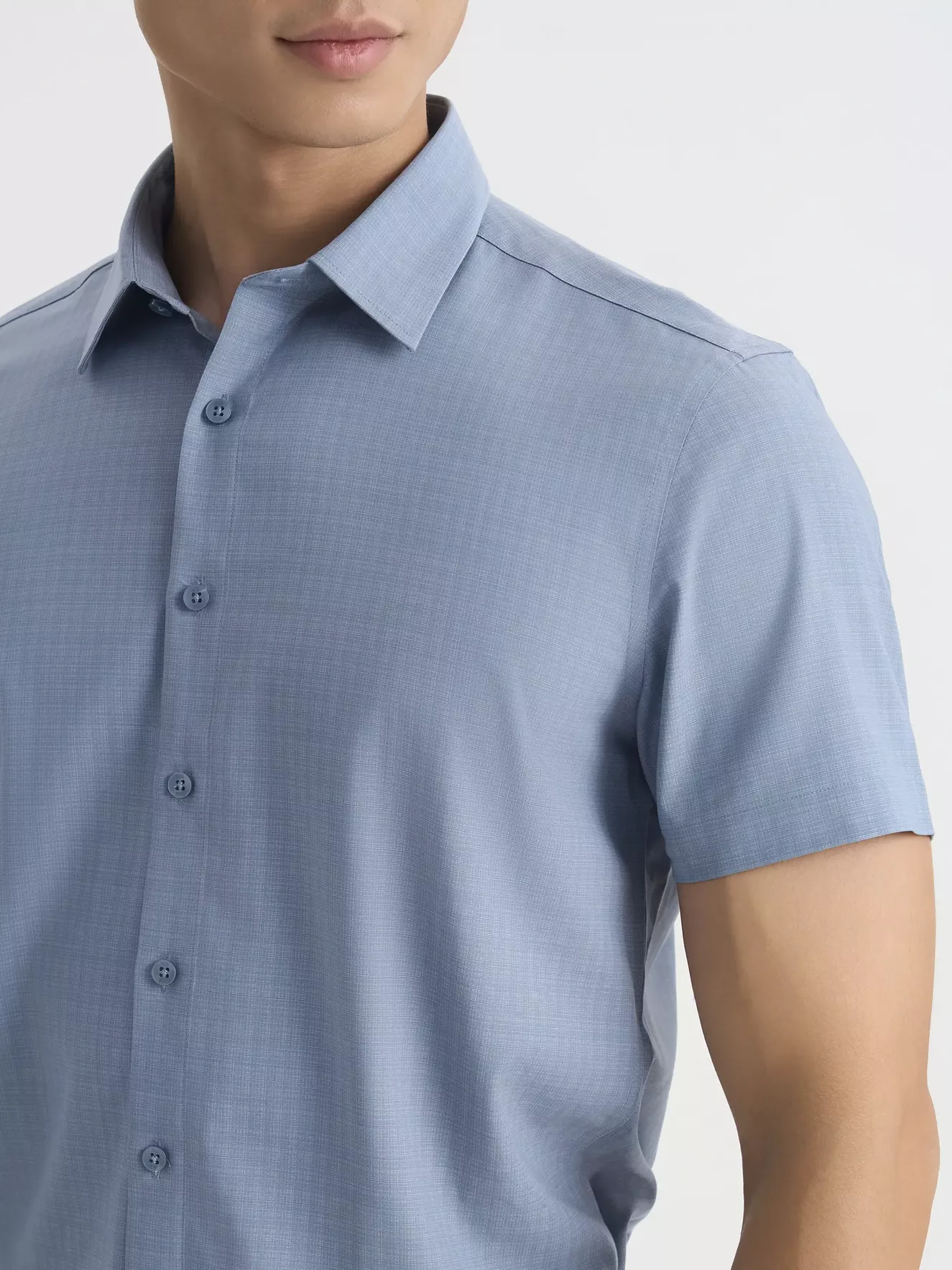 Áo Sơ Mi Nam 5S Fashion Dệt Hiệu Ứng Basic Phom Smart fit ASC25031