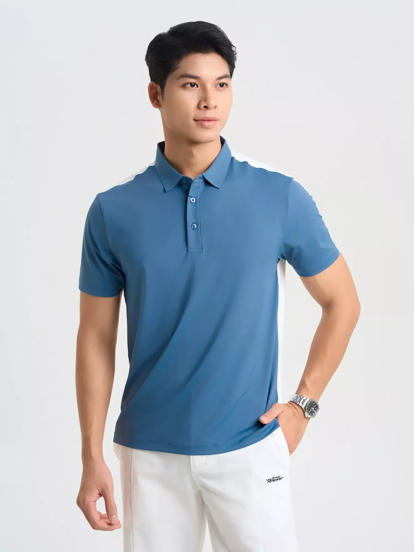 Áo Polo Nam 5S Fashion Can Phối In Lưng Slimfit APC25068
