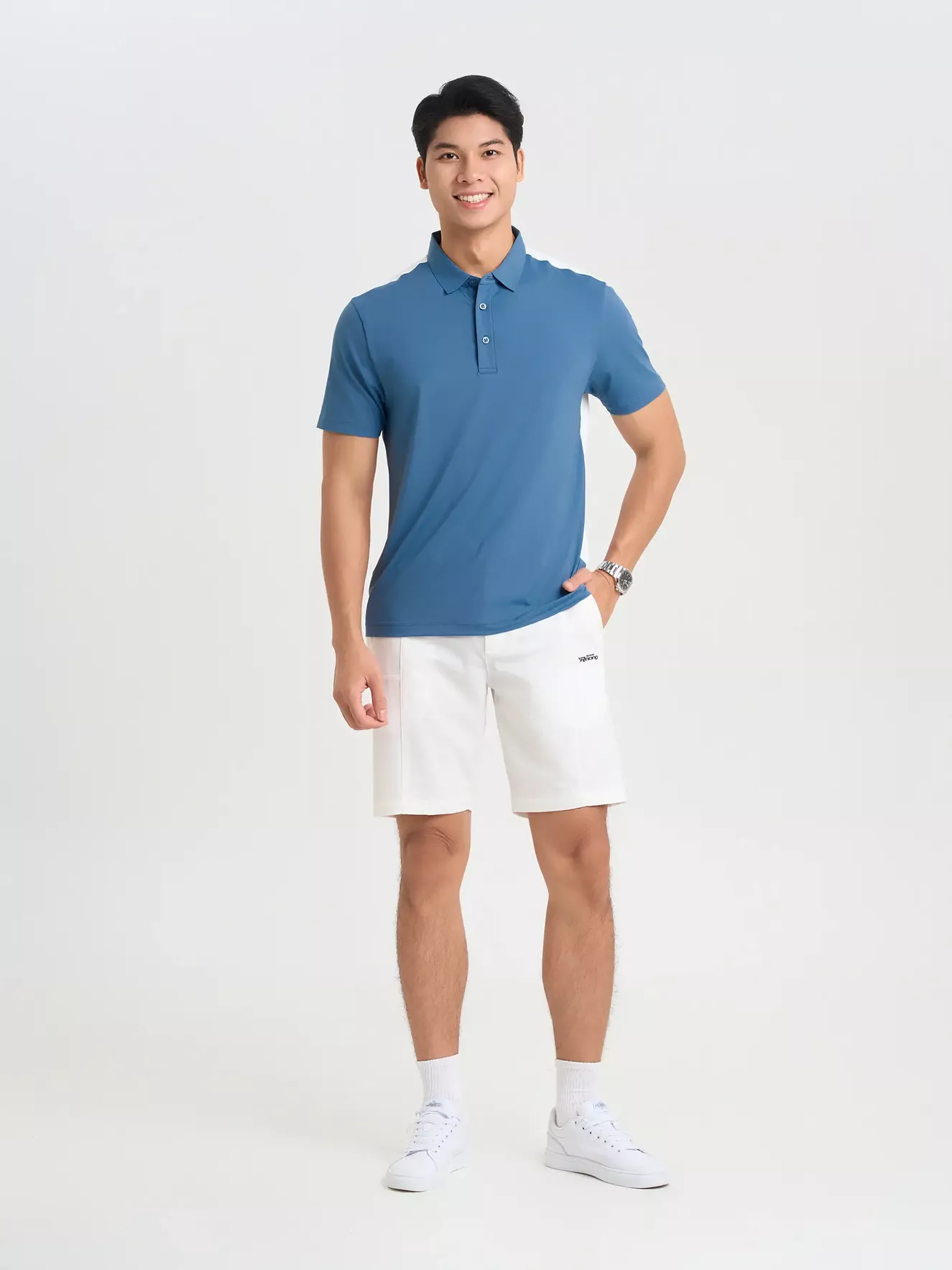 Áo Polo Nam 5S Fashion Can Phối In Lưng Slimfit APC25068
