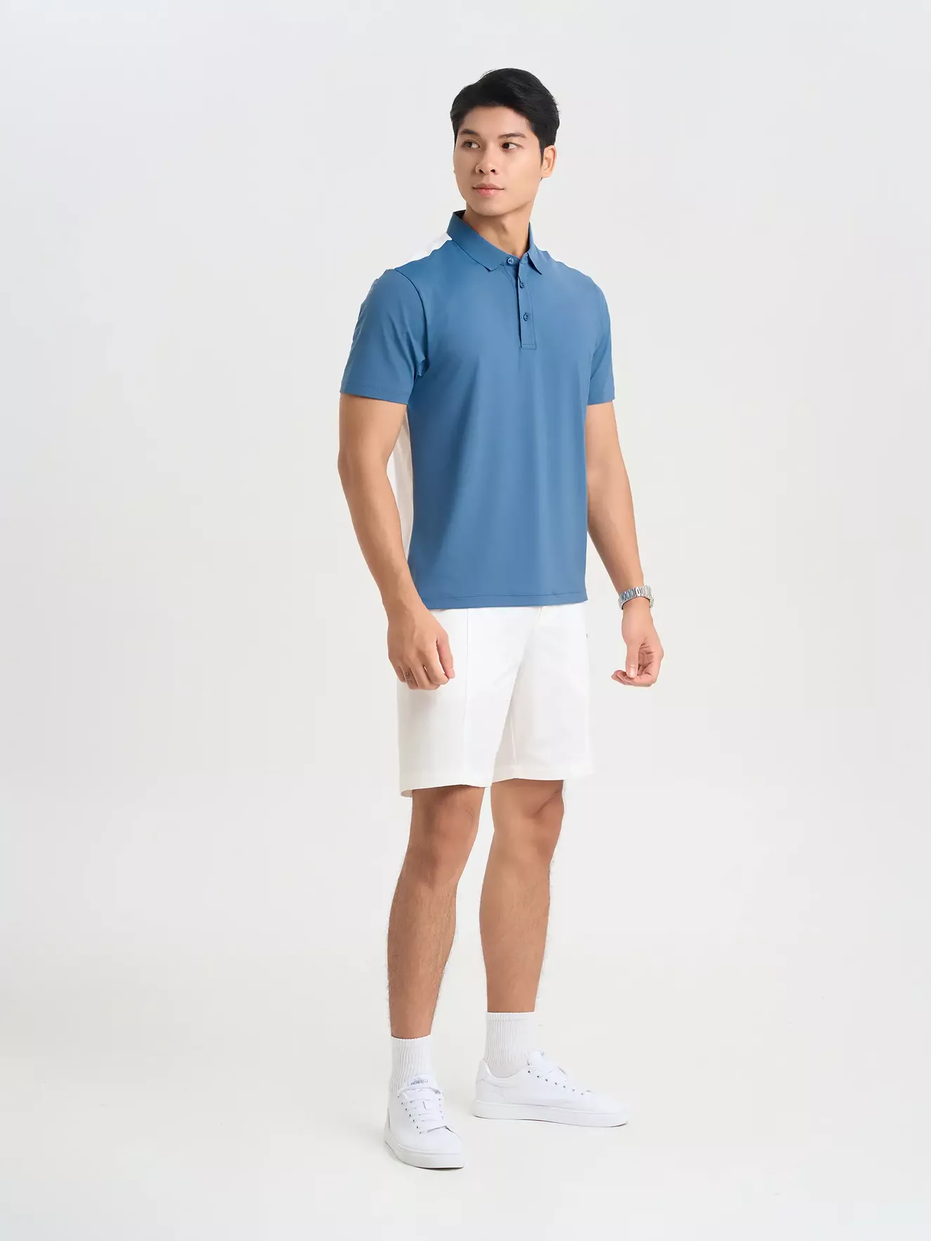 Áo Polo Nam 5S Fashion Can Phối In Lưng Slimfit APC25068