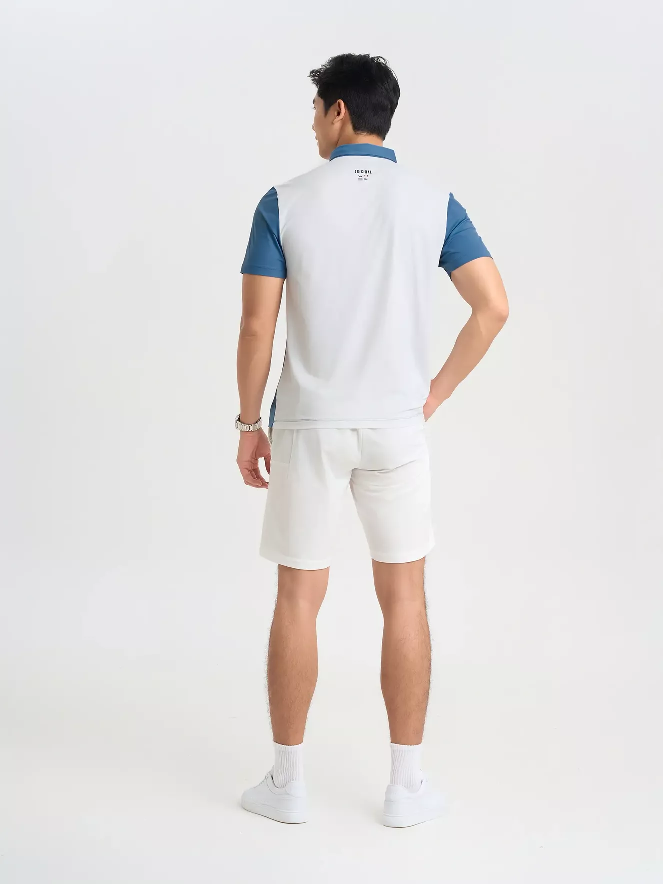 Áo Polo Nam 5S Fashion Can Phối In Lưng Slimfit APC25068