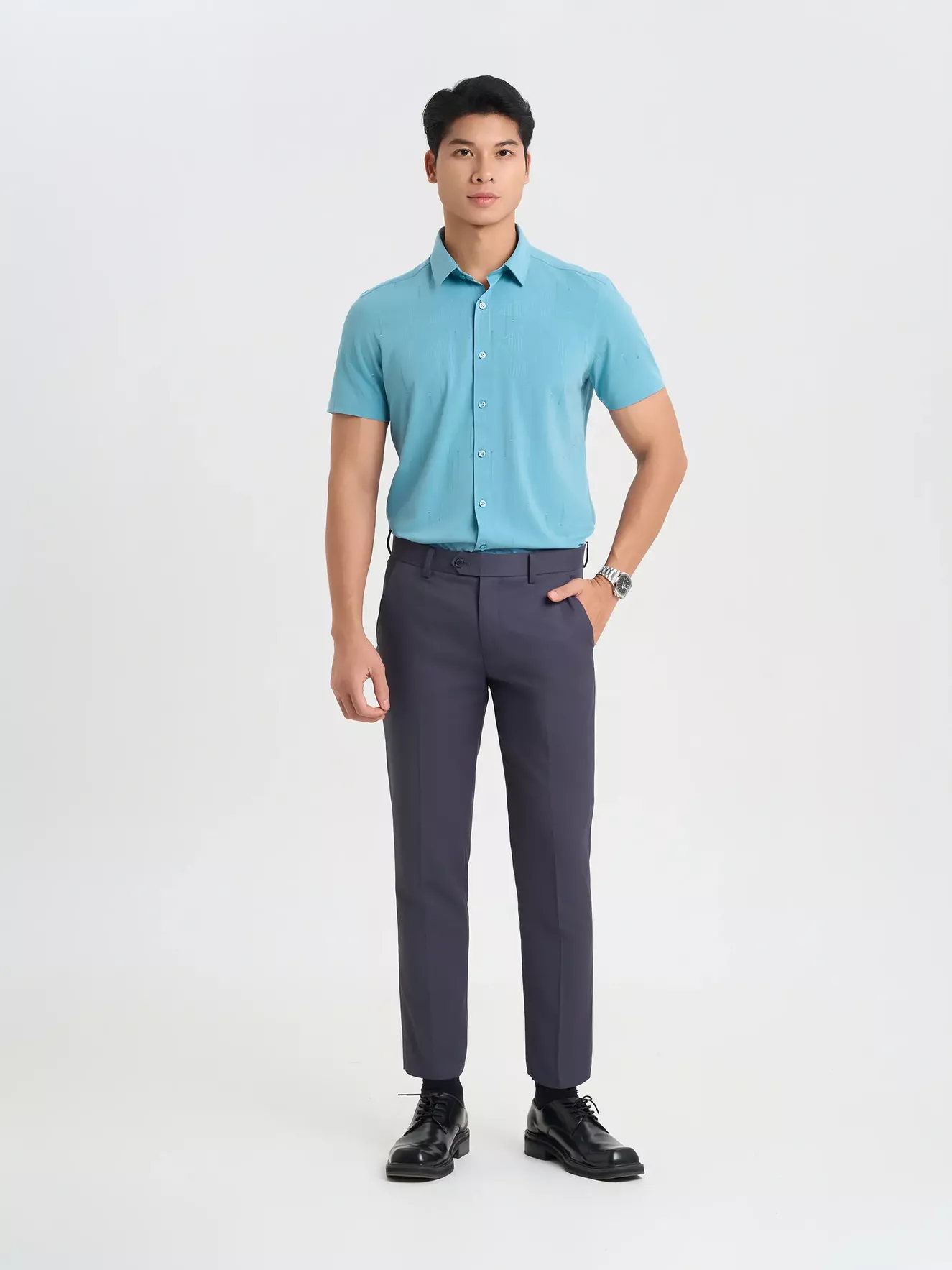 Áo Sơ Mi Nam 5S Fashion Họa Tiết Slimfit ASC25008