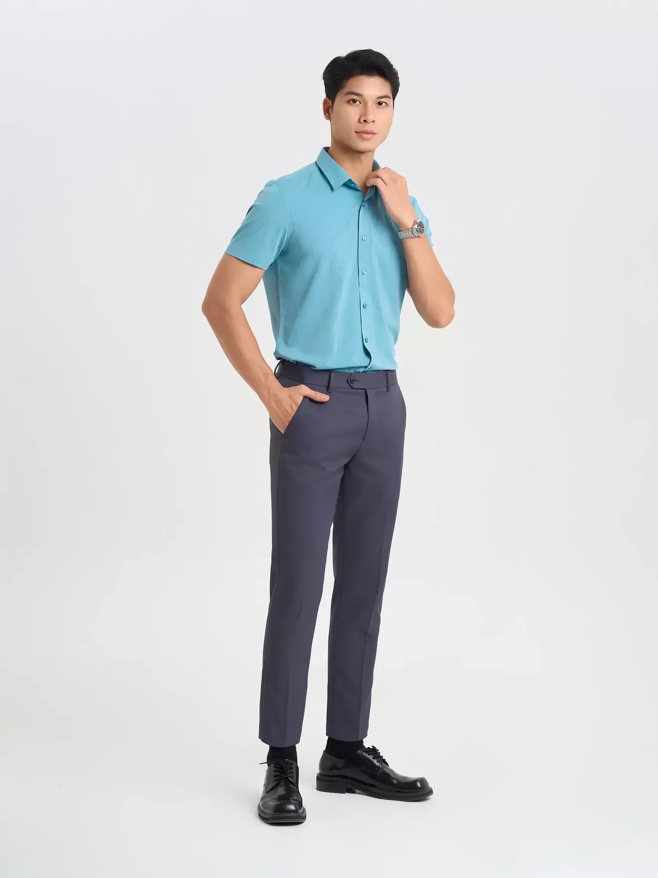 Áo Sơ Mi Nam 5S Fashion Họa Tiết Slimfit ASC25008