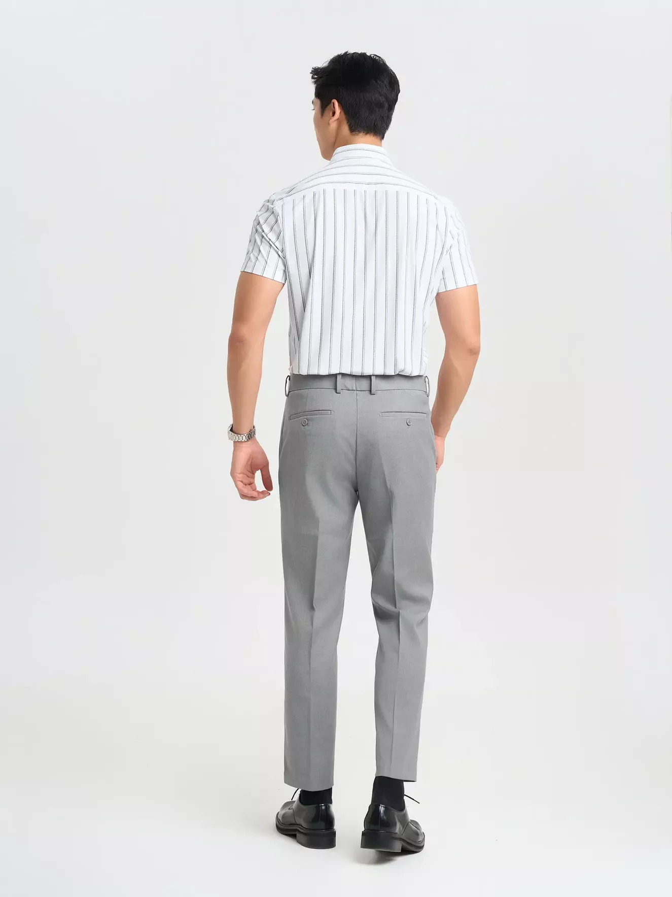 Áo Sơ Mi Nam Dệt Kim Vải Co Giãn 5S Fashion Kẻ Sọc ASC25024