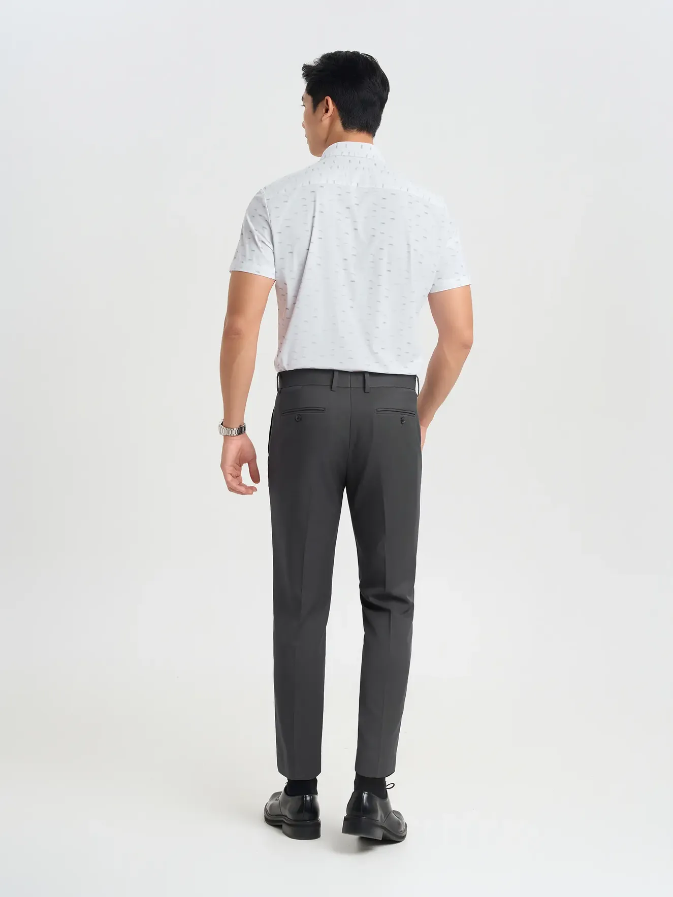 Áo Sơ Mi Nam Dệt Kim 5S Fashion Họa Tiết Co Giãn ASC25026