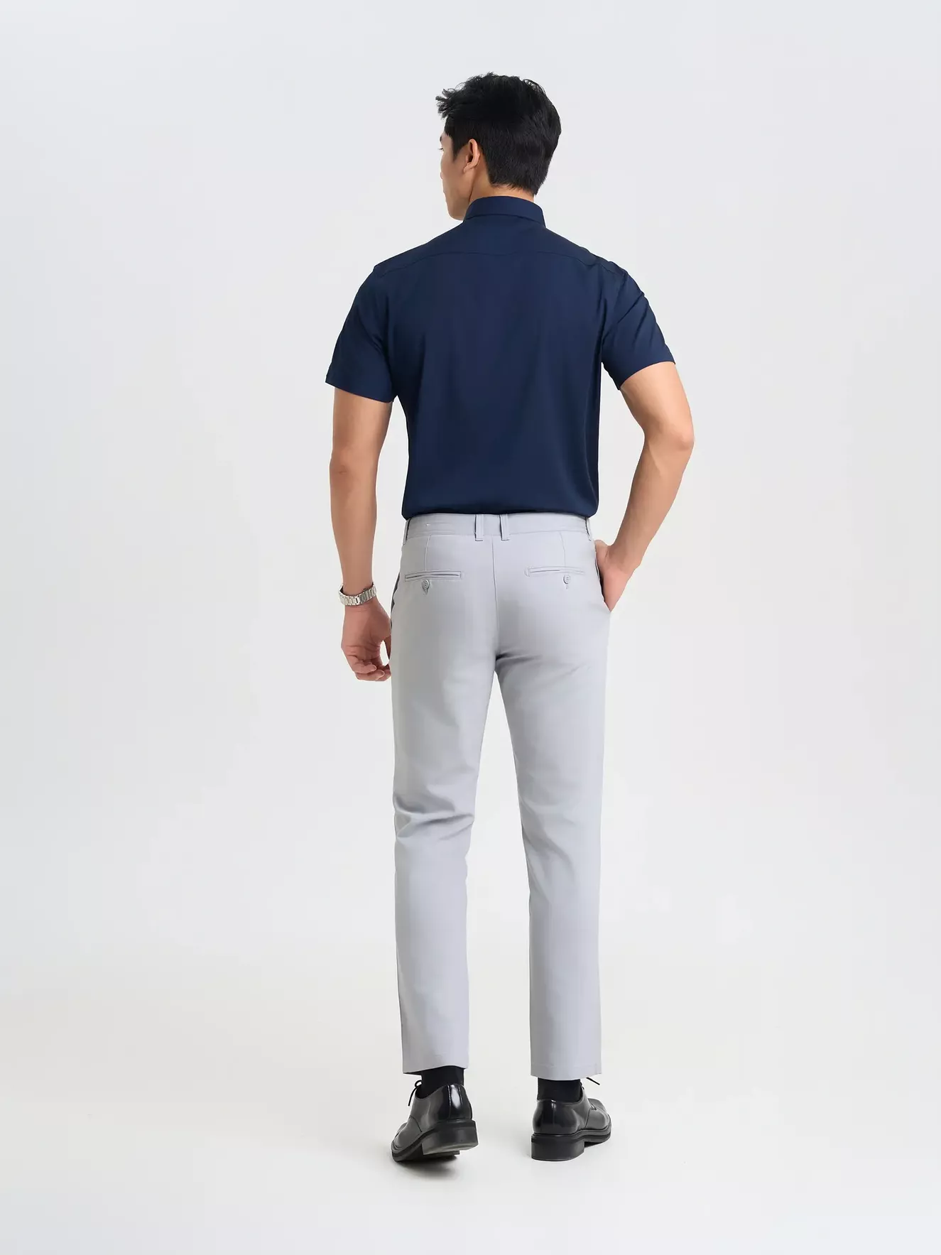 Áo Sơ Mi Nam Ngắn Tay 5S Fashion Trơn Smart Fit ASC25032