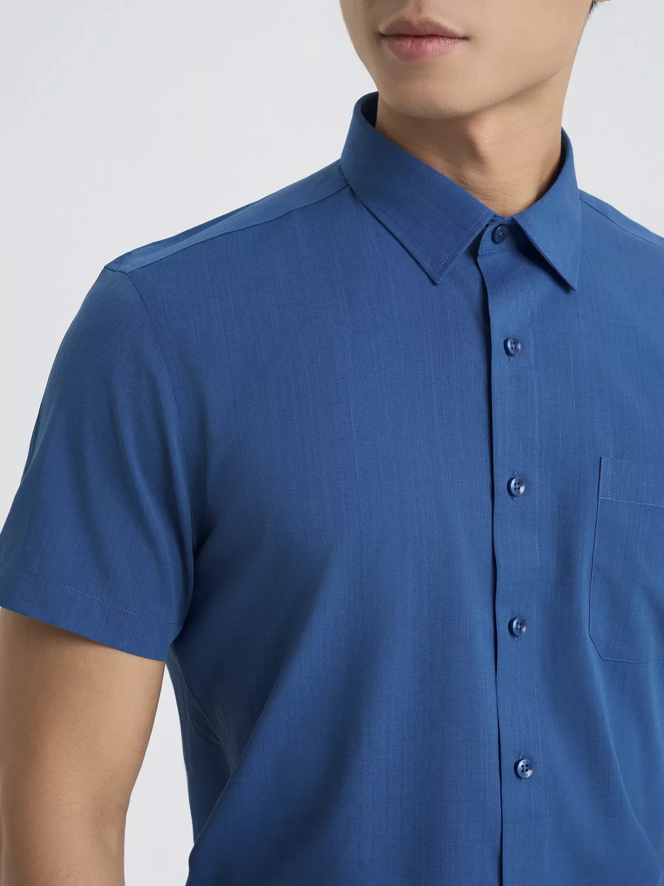 Áo Sơ Mi Nam Tay Ngắn 5S Fashion Dệt Hiệu Ứng Smart fit ASC25053