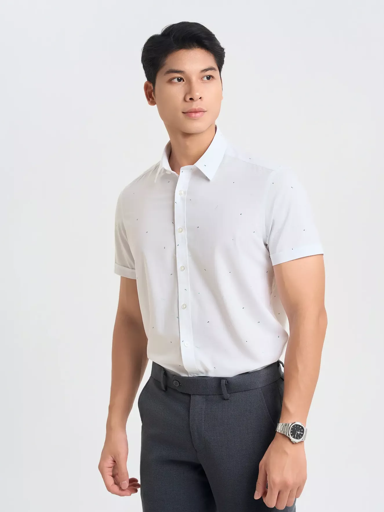 Áo Sơ Mi Nam Họa Tiết 5S Fashion Phom Slimfit ASC25060