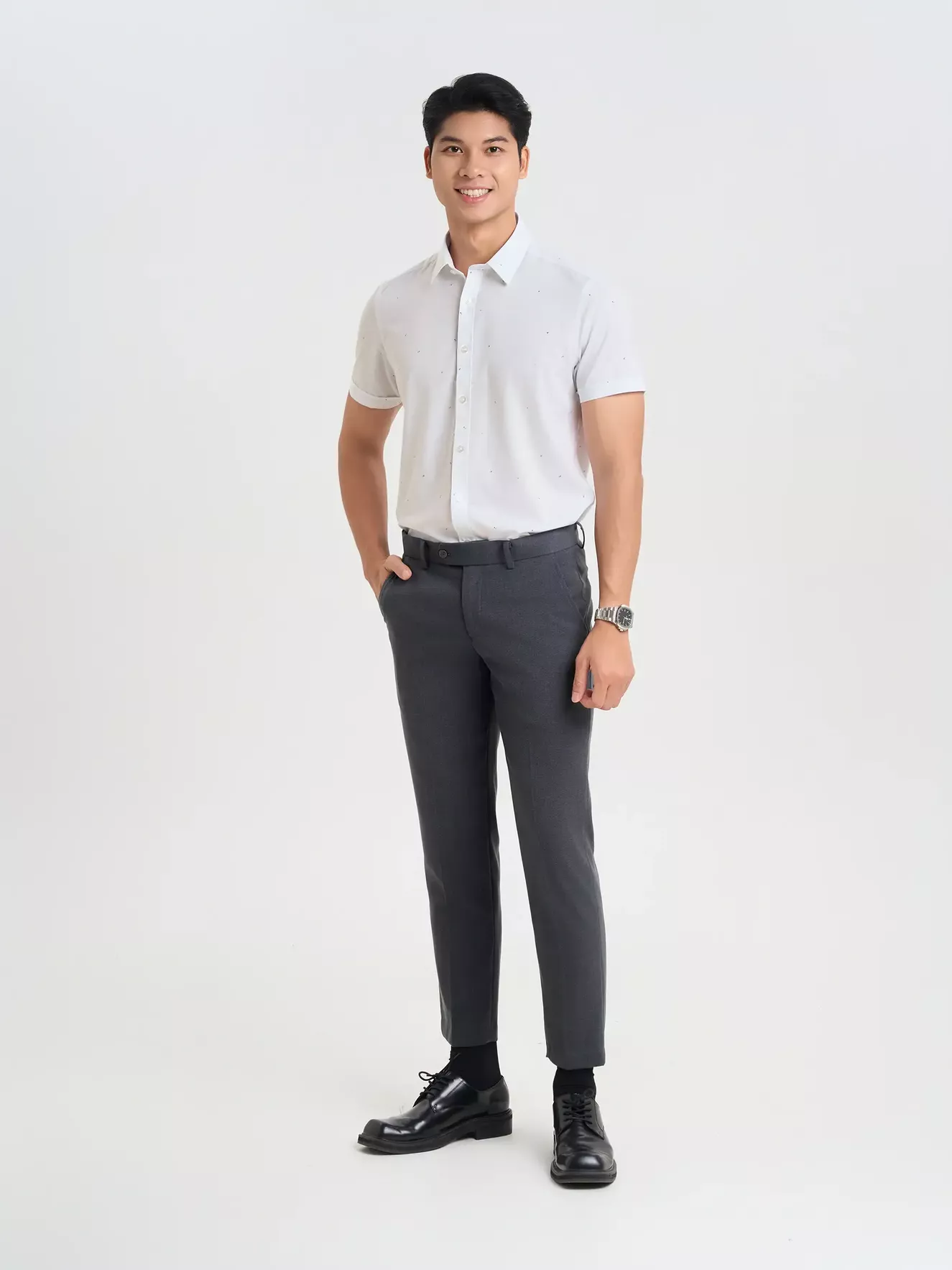 Áo Sơ Mi Nam Họa Tiết 5S Fashion Phom Slimfit ASC25060