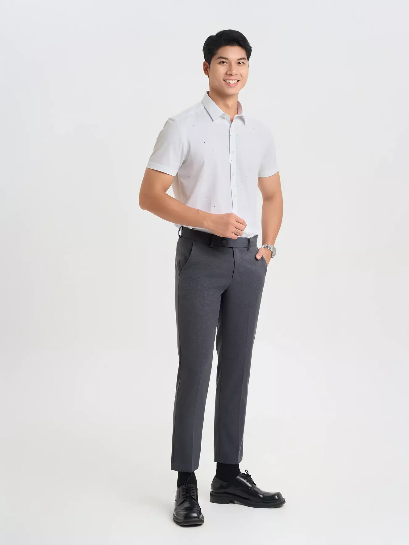 Áo Sơ Mi Nam Họa Tiết 5S Fashion Phom Slimfit ASC25060