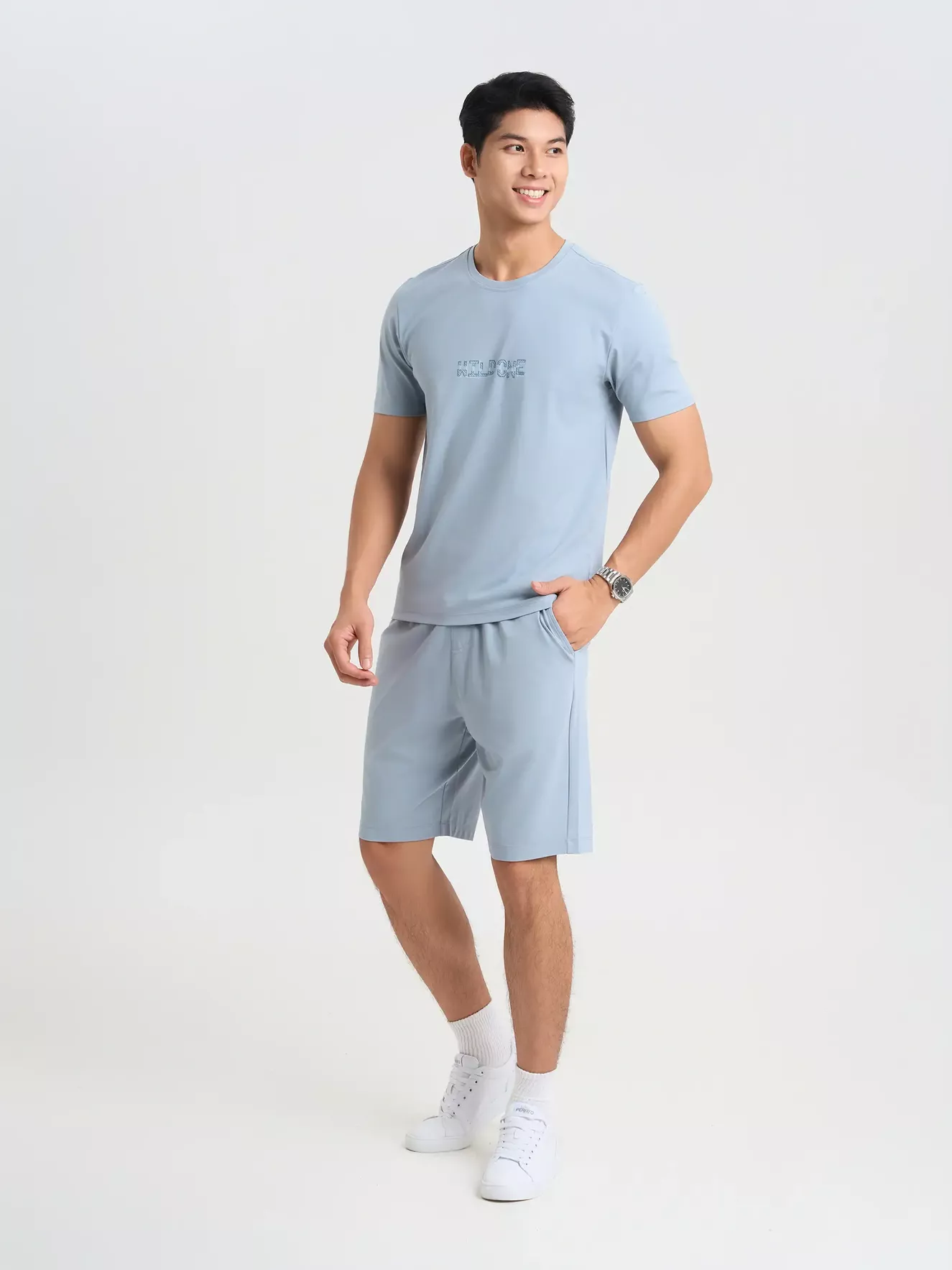 Quần Short Thể Thao Nam 5S Fashion Cạp Chun Trơn Basic BQST25003