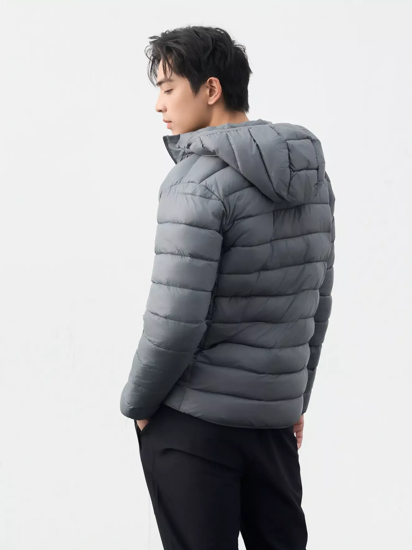 Áo Khoác Phao Nam Siêu Nhẹ Air-PUFFER HEATLOCK 5S FASHION Mũ Tháo Rời M0APH25011