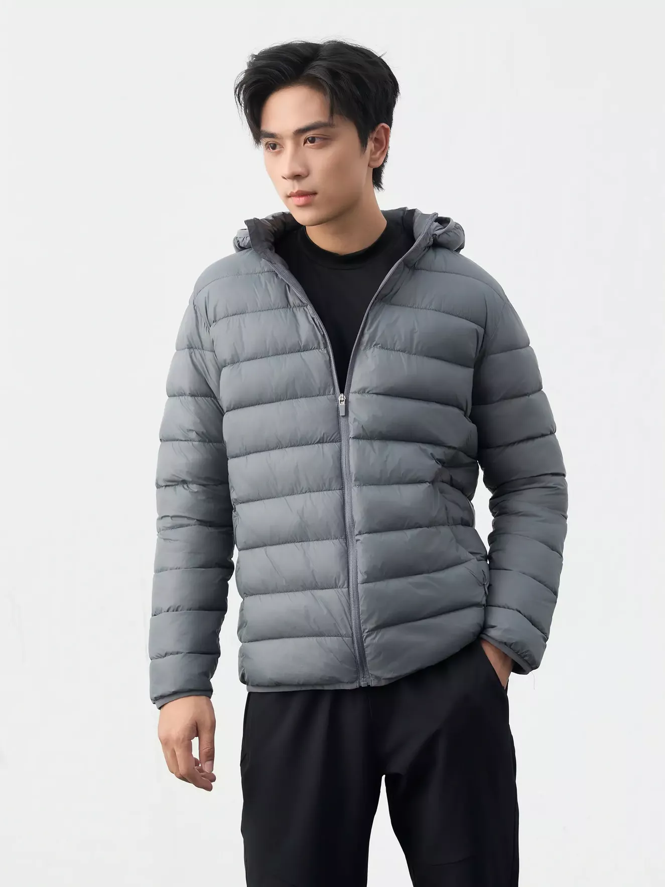 Áo Khoác Phao Nam Siêu Nhẹ Air-PUFFER HEATLOCK 5S FASHION Mũ Tháo Rời M0APH25011