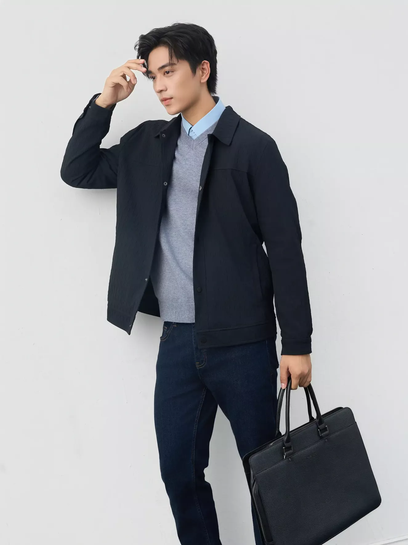 Áo Khoác Thời Trang Nam 5S Fashion Cổ Đức Dệt Hiệu Ứng M0AKH25018