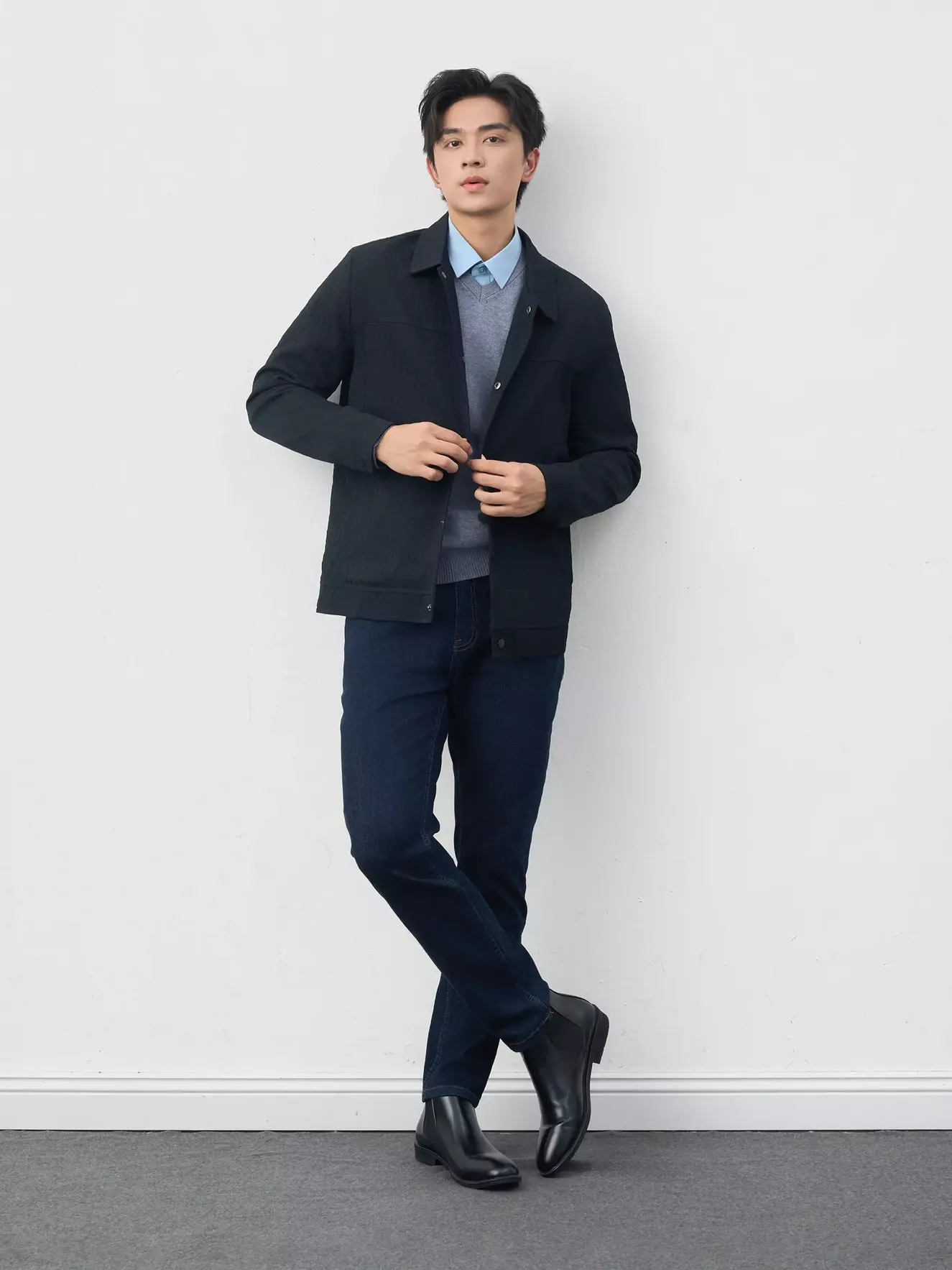 Áo Khoác Thời Trang Nam 5S Fashion Cổ Đức Dệt Hiệu Ứng M0AKH25018