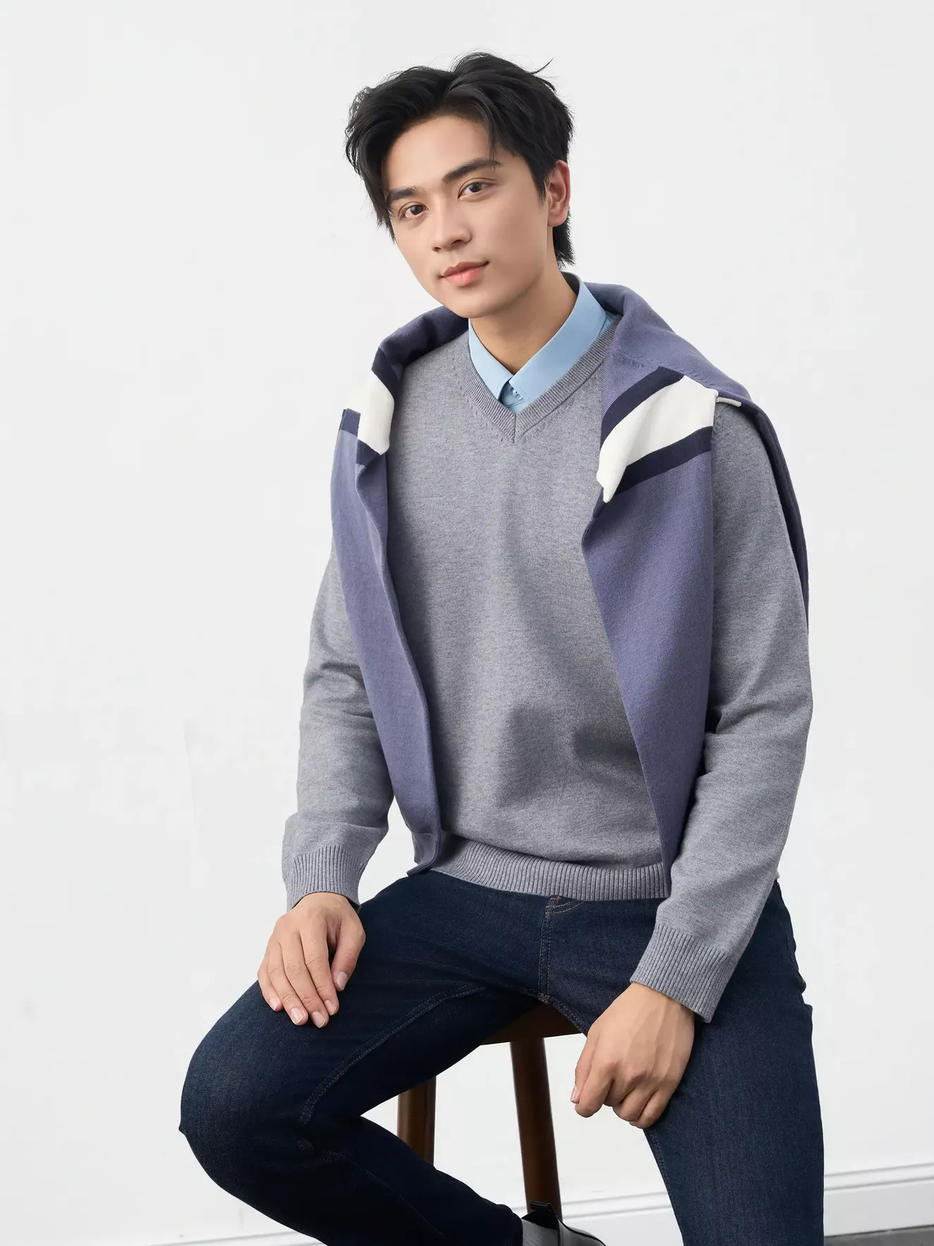 Áo Len Nam 5S Fashion Kẻ Ngang Phom Slimfit M0ALE25001