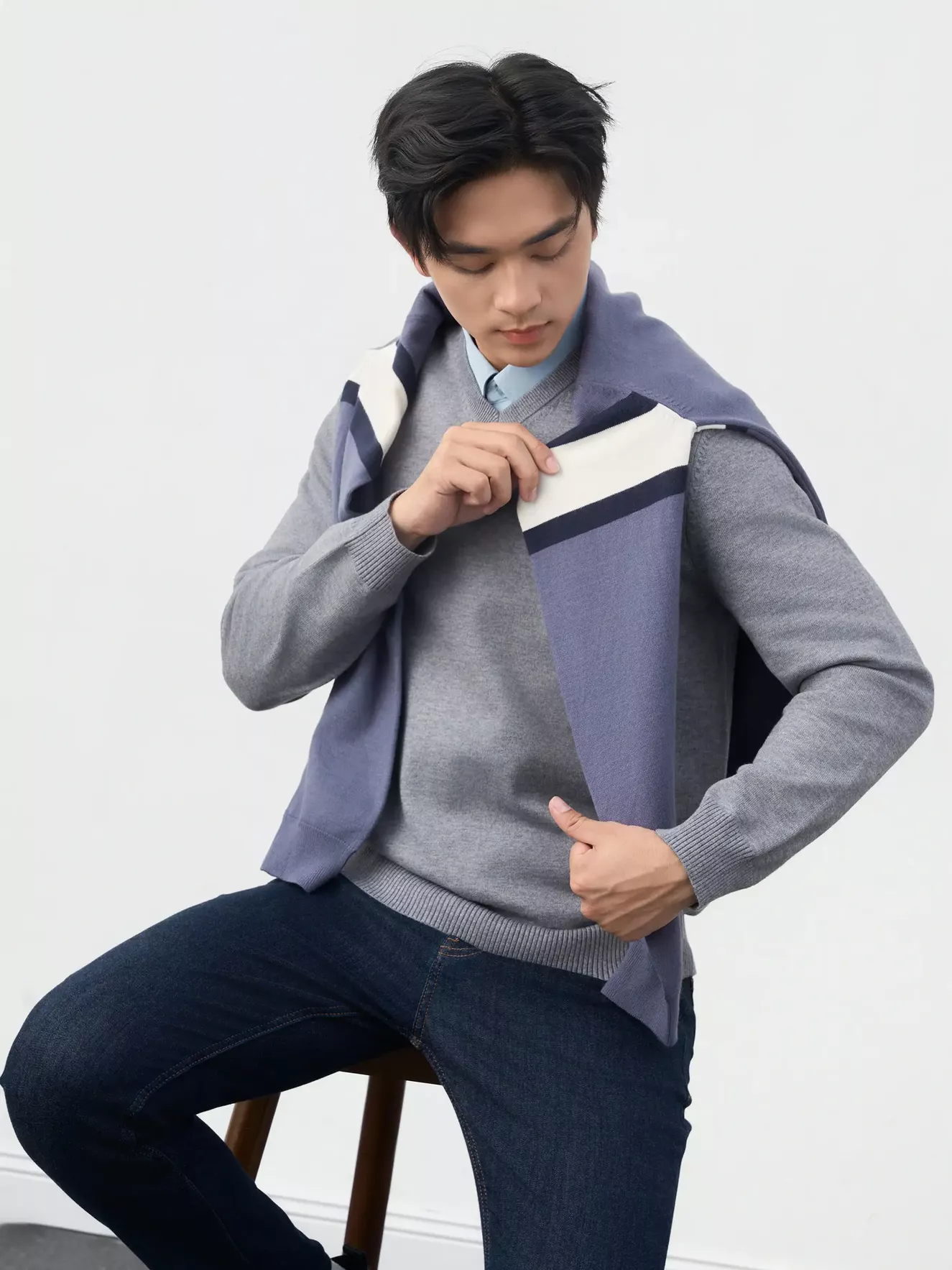 Áo Len Nam 5S Fashion Kẻ Ngang Phom Slimfit M0ALE25001