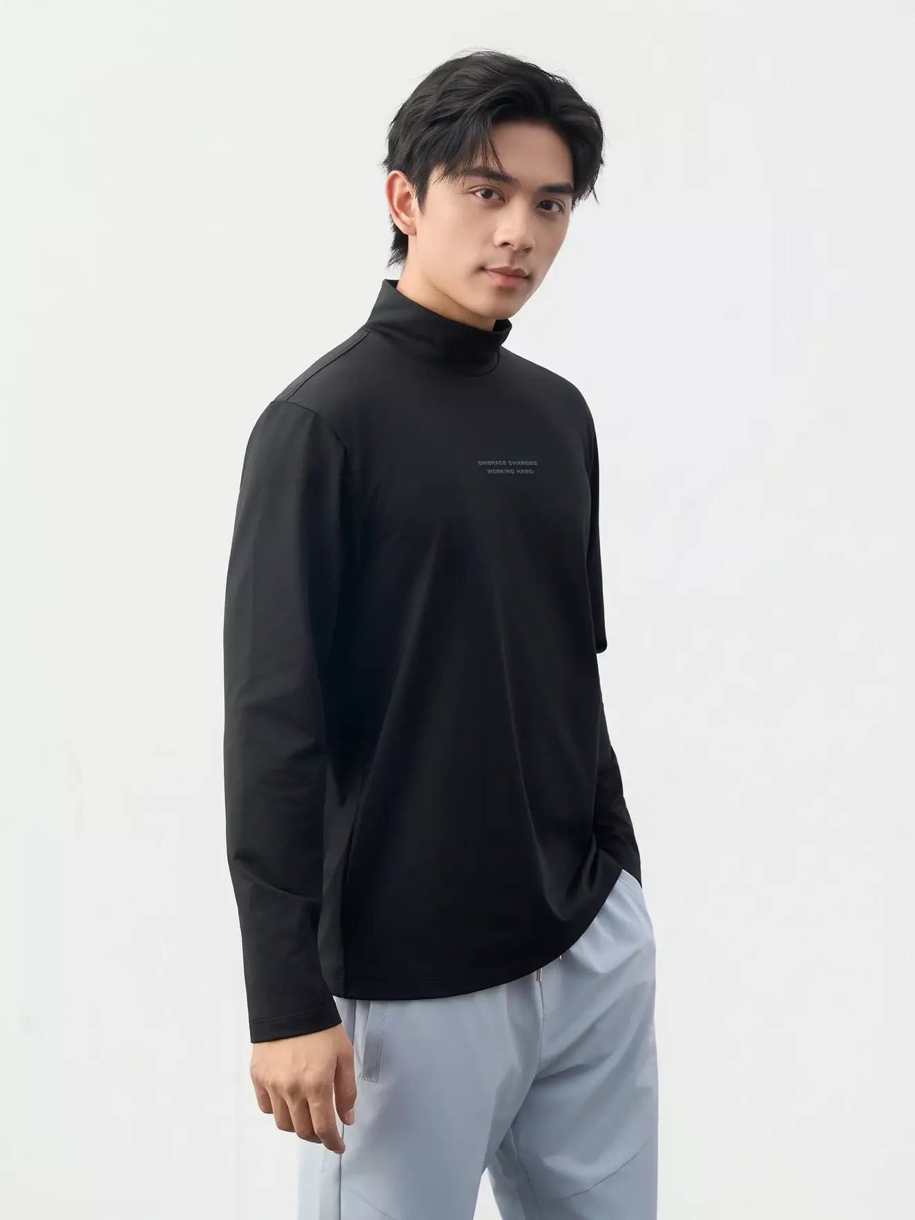 Áo Giữ Nhiệt Nam 5S Fashion Cổ Cao In Chữ Phom Slimfit M0AGN25001