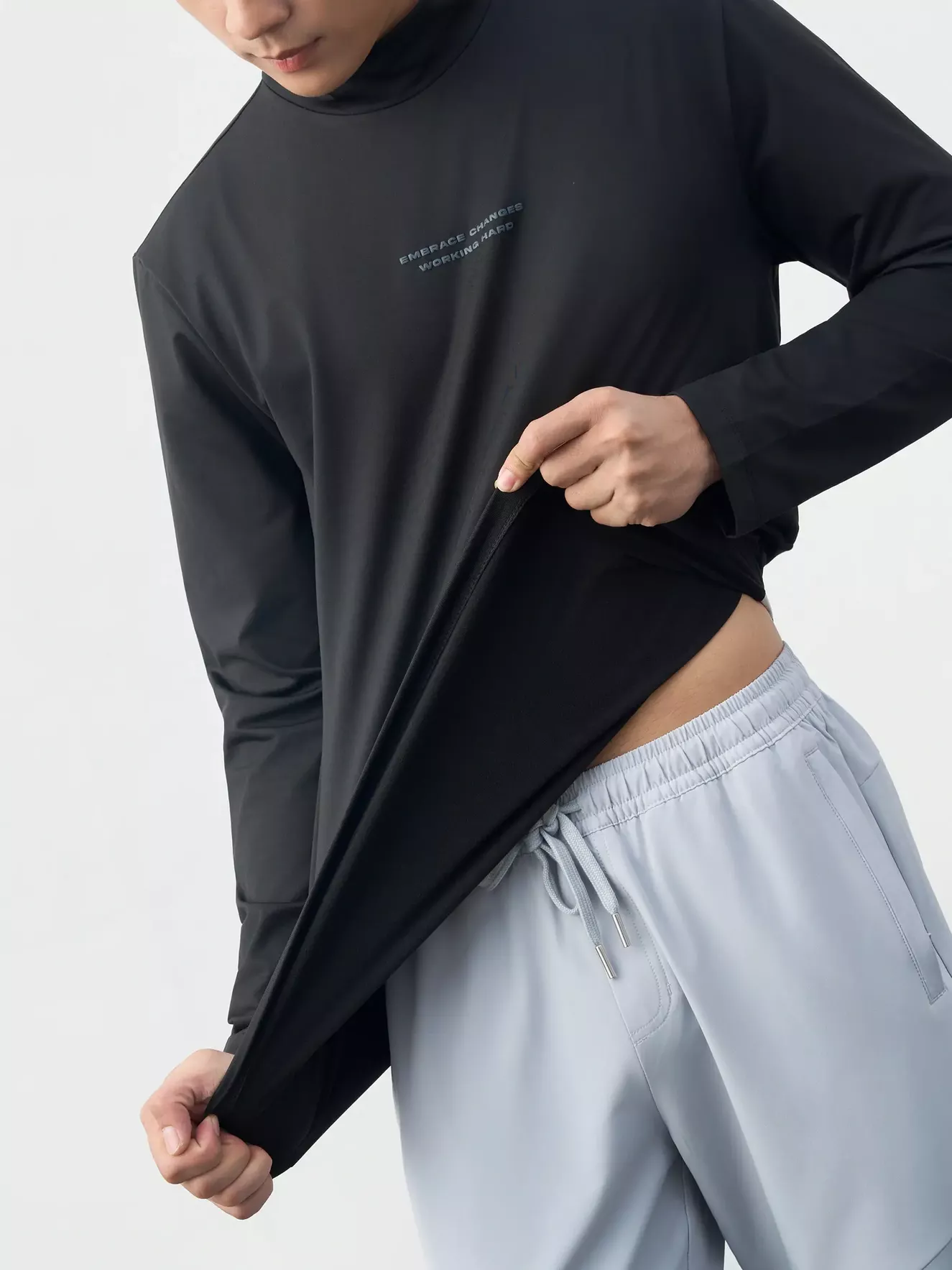 Áo Giữ Nhiệt Nam 5S Fashion Cổ Cao In Chữ Phom Slimfit M0AGN25001