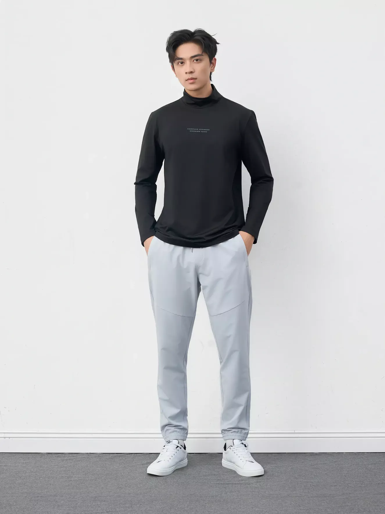 Áo Giữ Nhiệt Nam 5S Fashion Cổ Cao In Chữ Phom Slimfit M0AGN25001