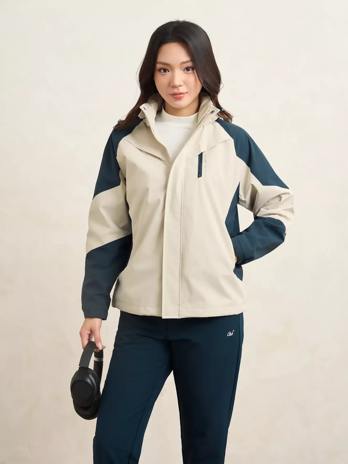 Áo Khoác Gió Nữ Lót Nỉ 5S Fashion Can Phối Mũ Rời W0AKG25002-W0AKG25102