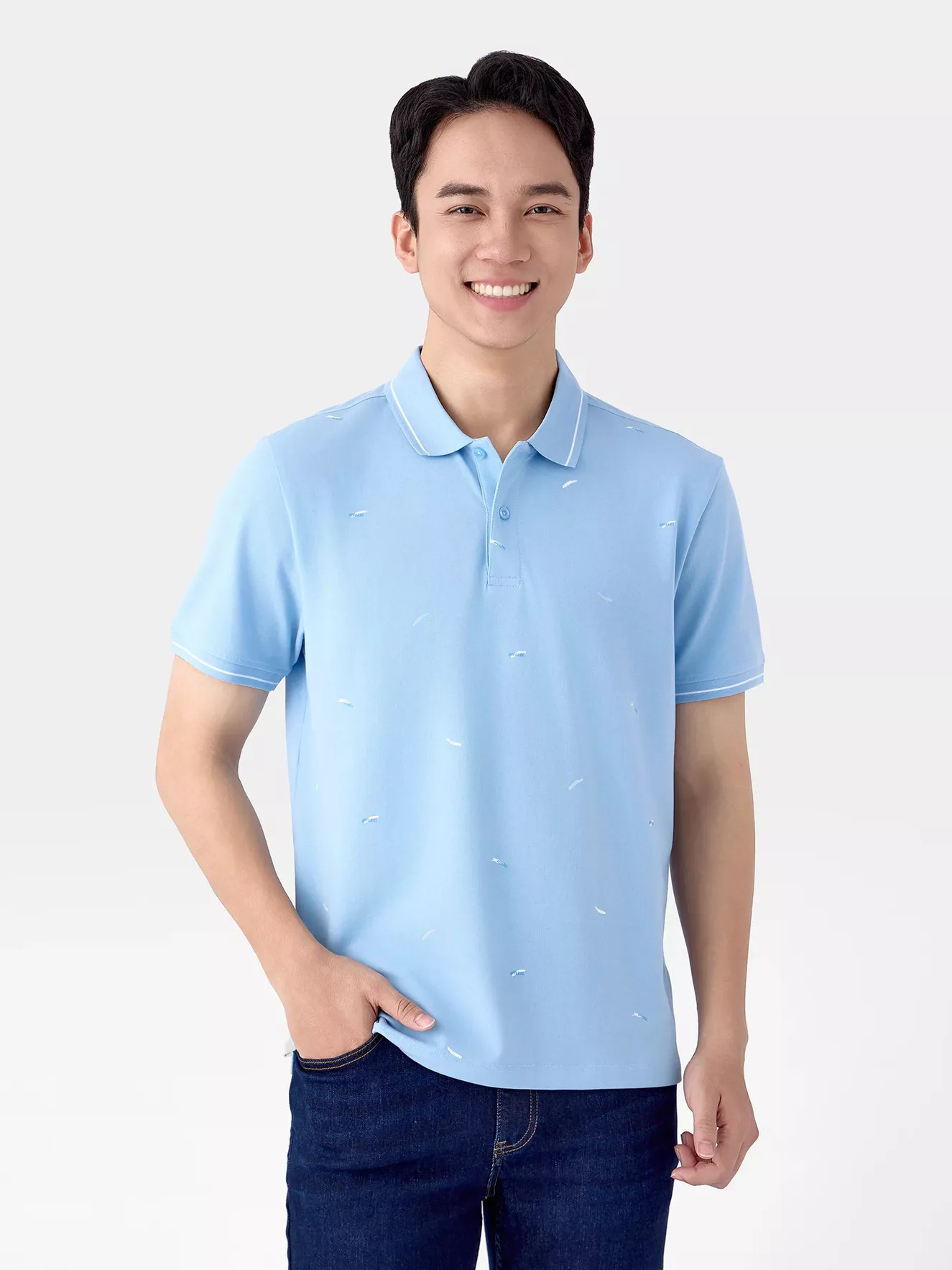 Áo Polo Nam Cotton Họa Tiết 5S Fashion Slimfit APC25061