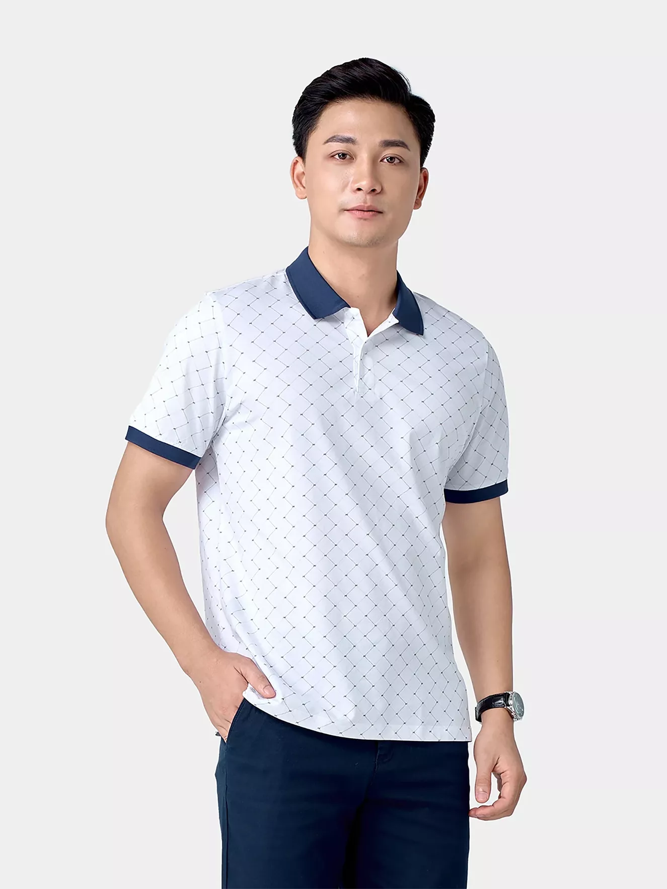 Áo Polo Nam 5S Fashion Họa Tiết Monogram Casual APC24047