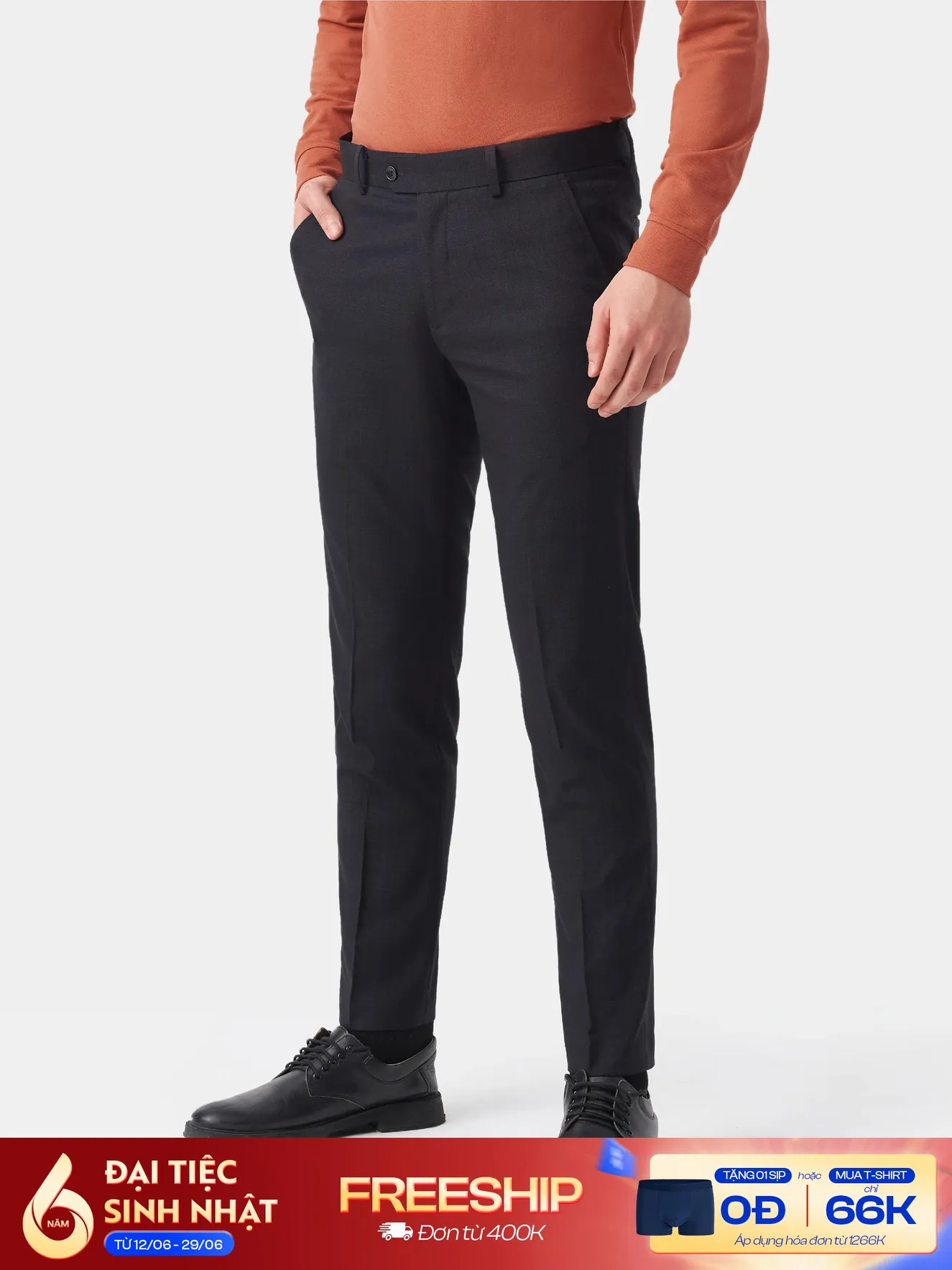Quần Tây Nam 5S Fashion Dệt Kẻ Ô Slimfit QAU23055 5S Fashion - 5SFASHION