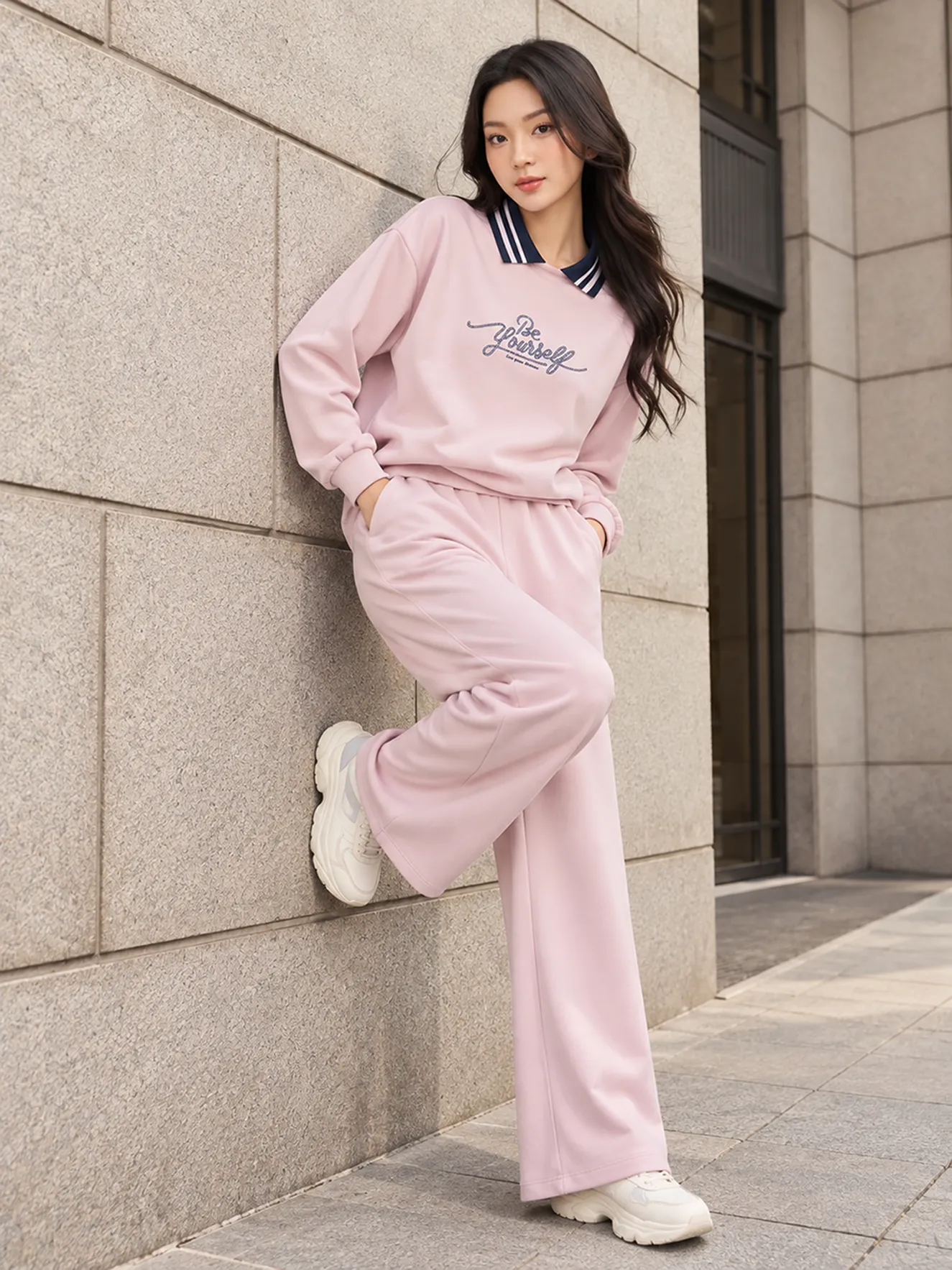 Bộ Nỉ Nữ Dài Tay 5S FASHION COZY CHIC S-SOFT Cổ Polo WBNI26017