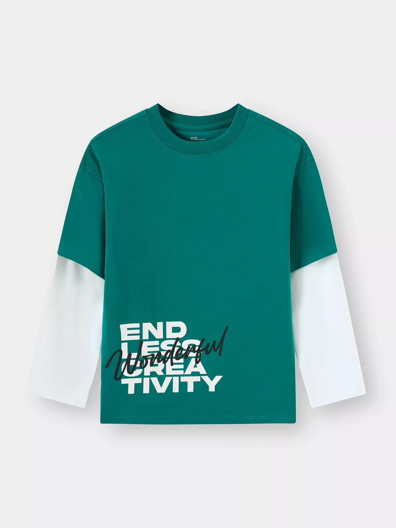 Áo Thun Bé Trai 5S Fashion Tay Phối Layer Phom Slimfit B0ATH25001