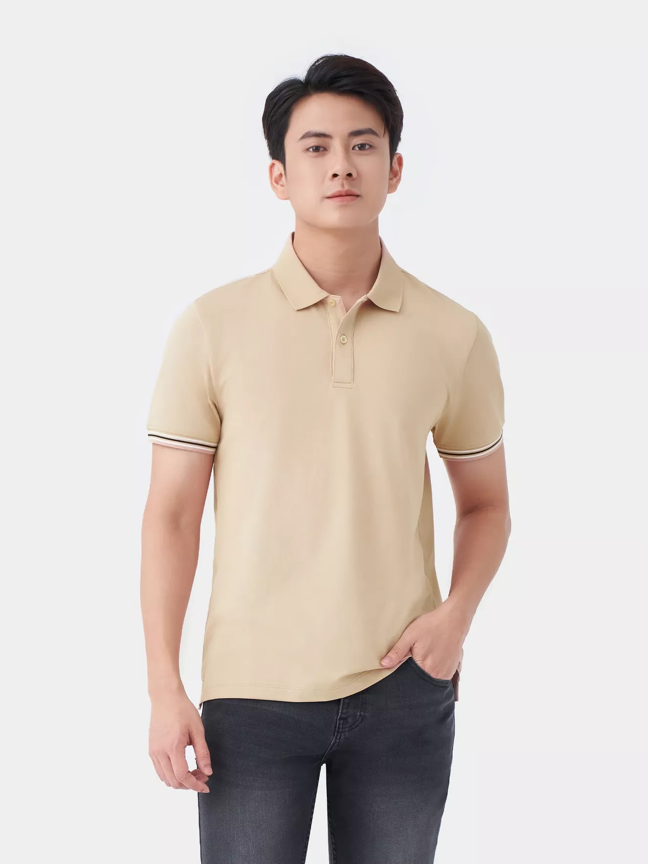 Áo Polo Nam 5S Fashion Bo Dệt Kẻ Slimfit APC24071