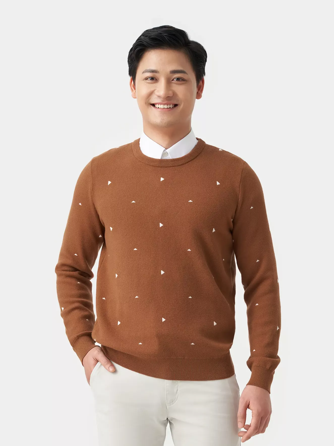 Áo Len Họa Tiết Tam Giác Nhỏ 5S Fashion Slim Fit ALO23006