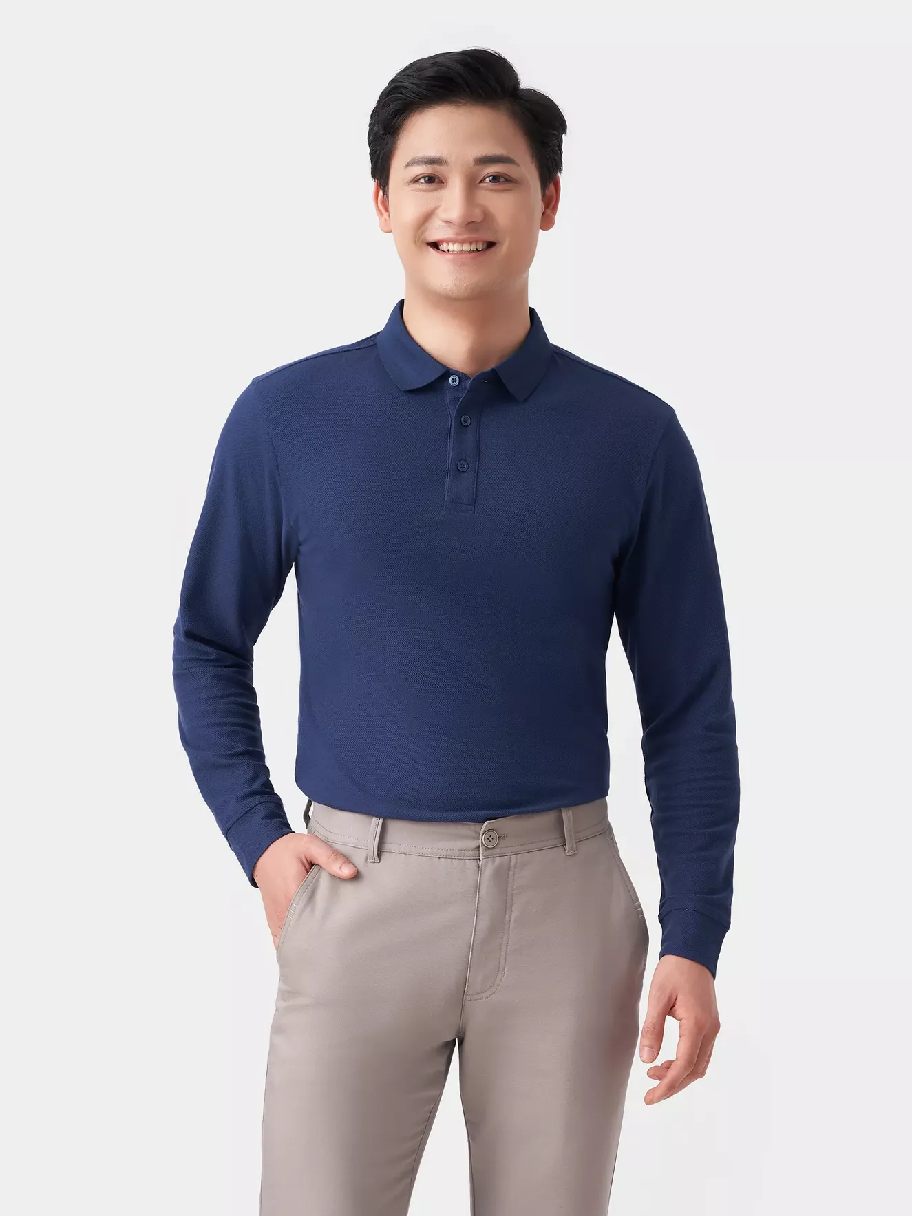 Áo Polo Dài Tay Nam Trơn 5S Fashion Slim Fit APD23602
