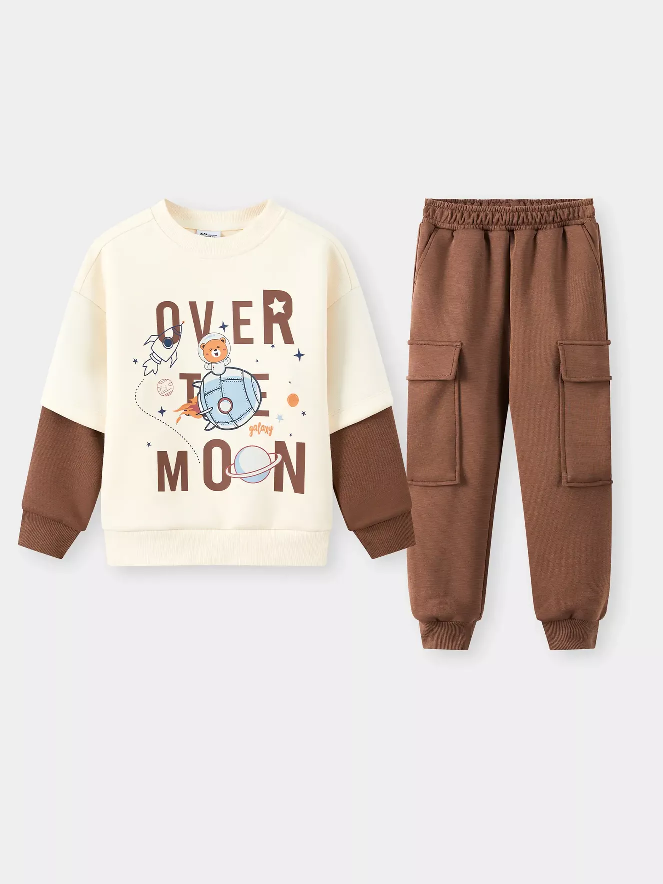 Bộ Nỉ Bé Trai Cổ Tròn 5S Fashion Tay Layer In Nổi Bật BBNI25006