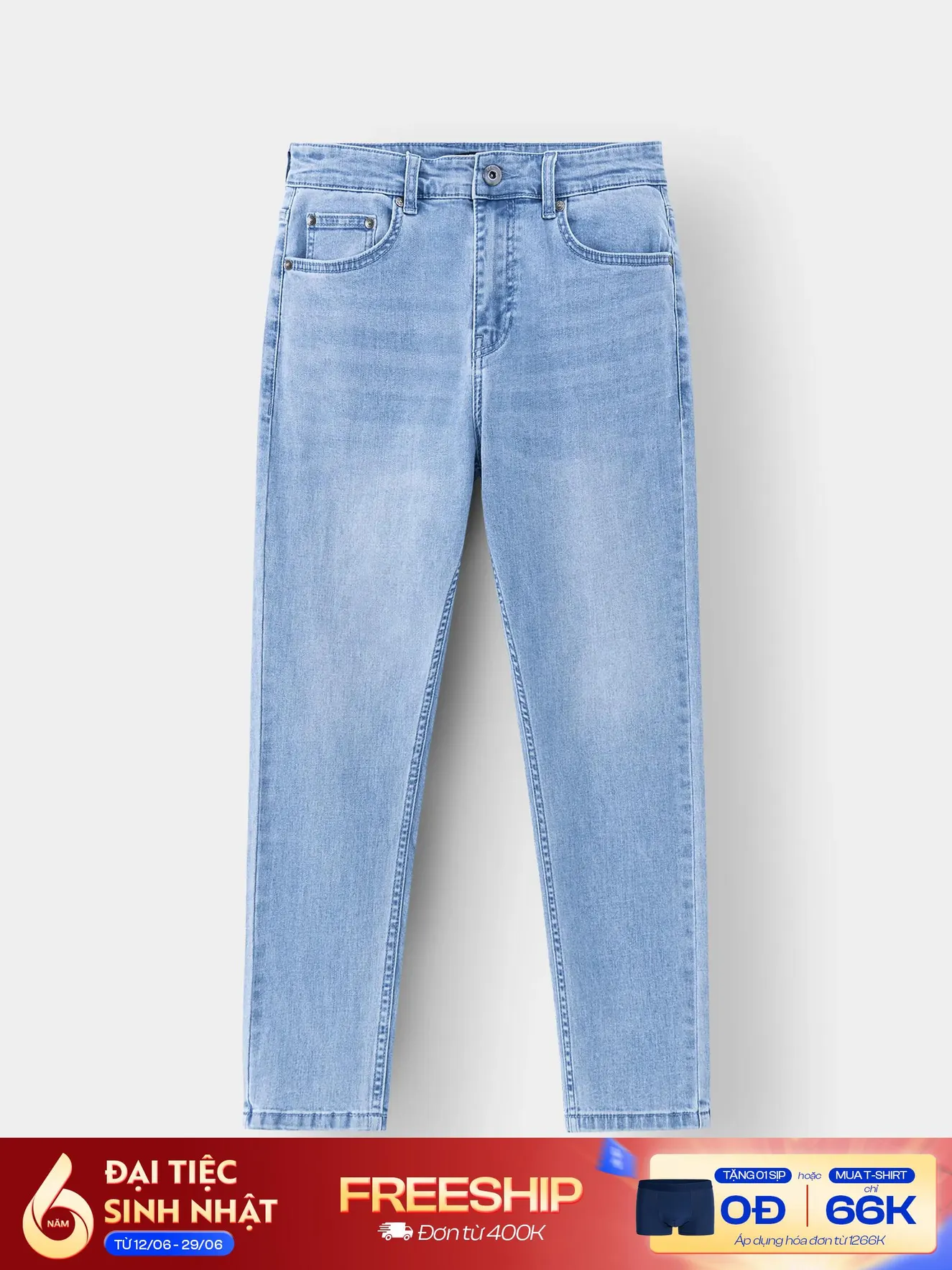 Quần Jean Nam 5S Fashion Dáng Lửng Trơn QJE24018 5S Fashion - 5SFASHION