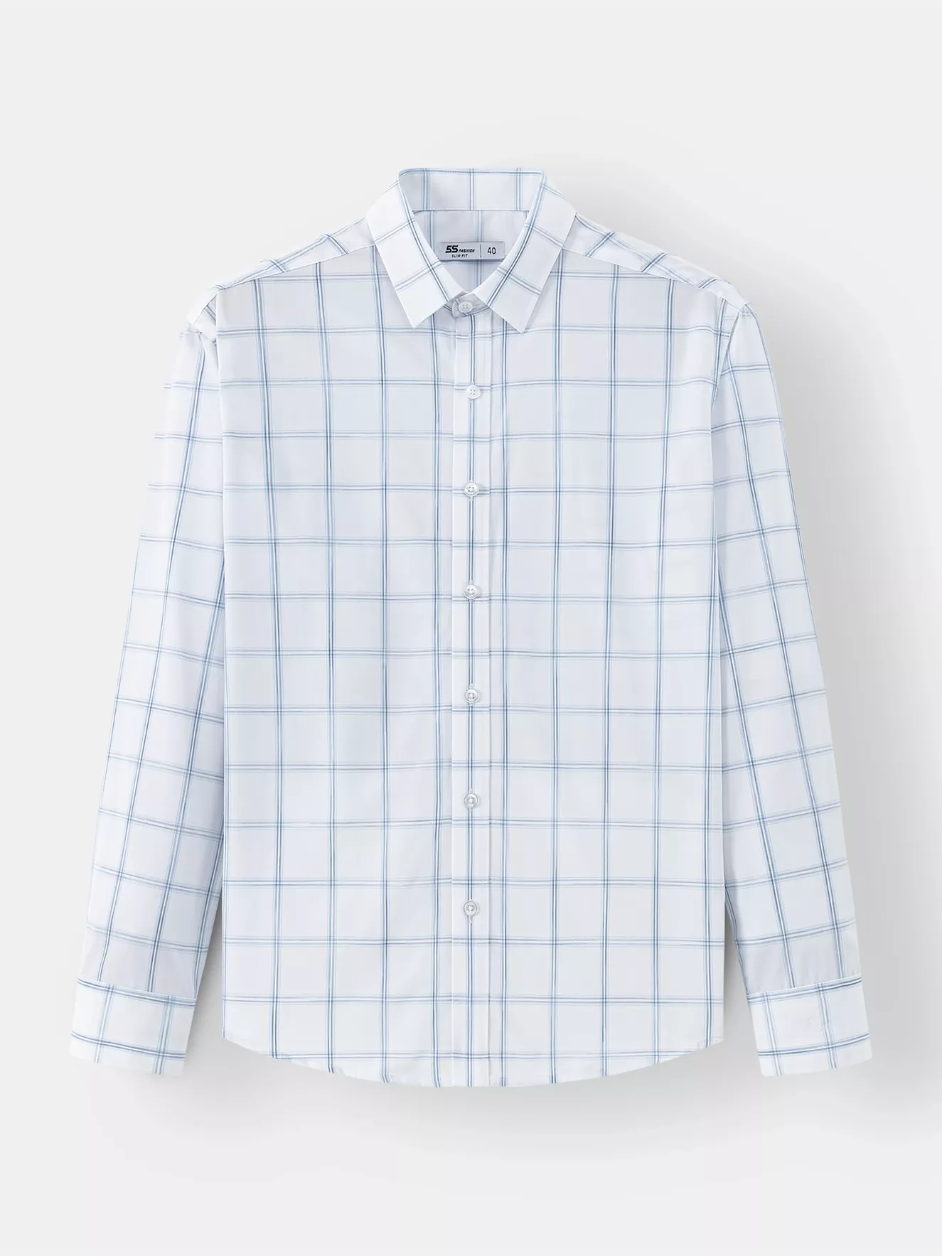 Áo Sơ Mi Nam Dài Tay Màu Trắng Kẻ Ô Slimfit ASM24009