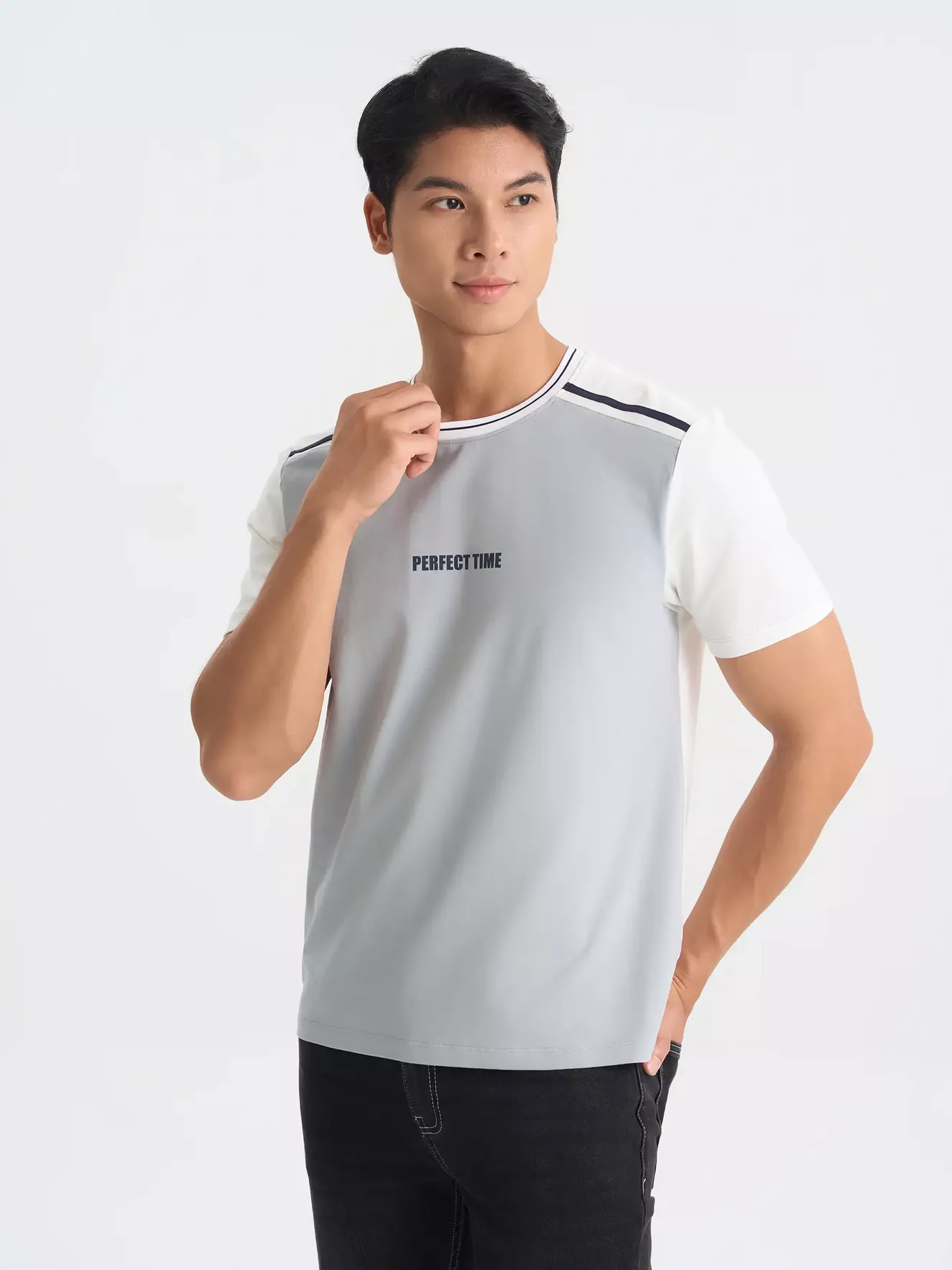 Áo Thun Nam Can Phối 5S Fashion Phom Regular ATS25029