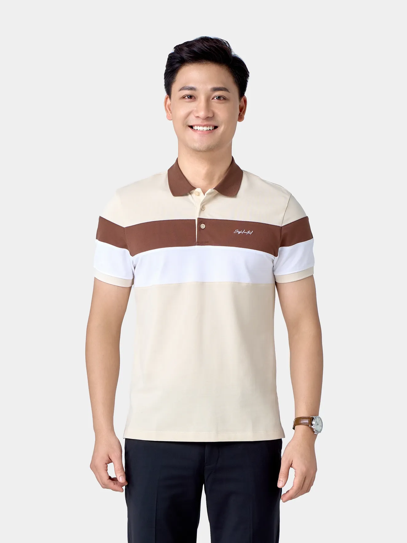 Áo Polo Nam 5S Fashion Can Phối Phom Slimfit APC24042