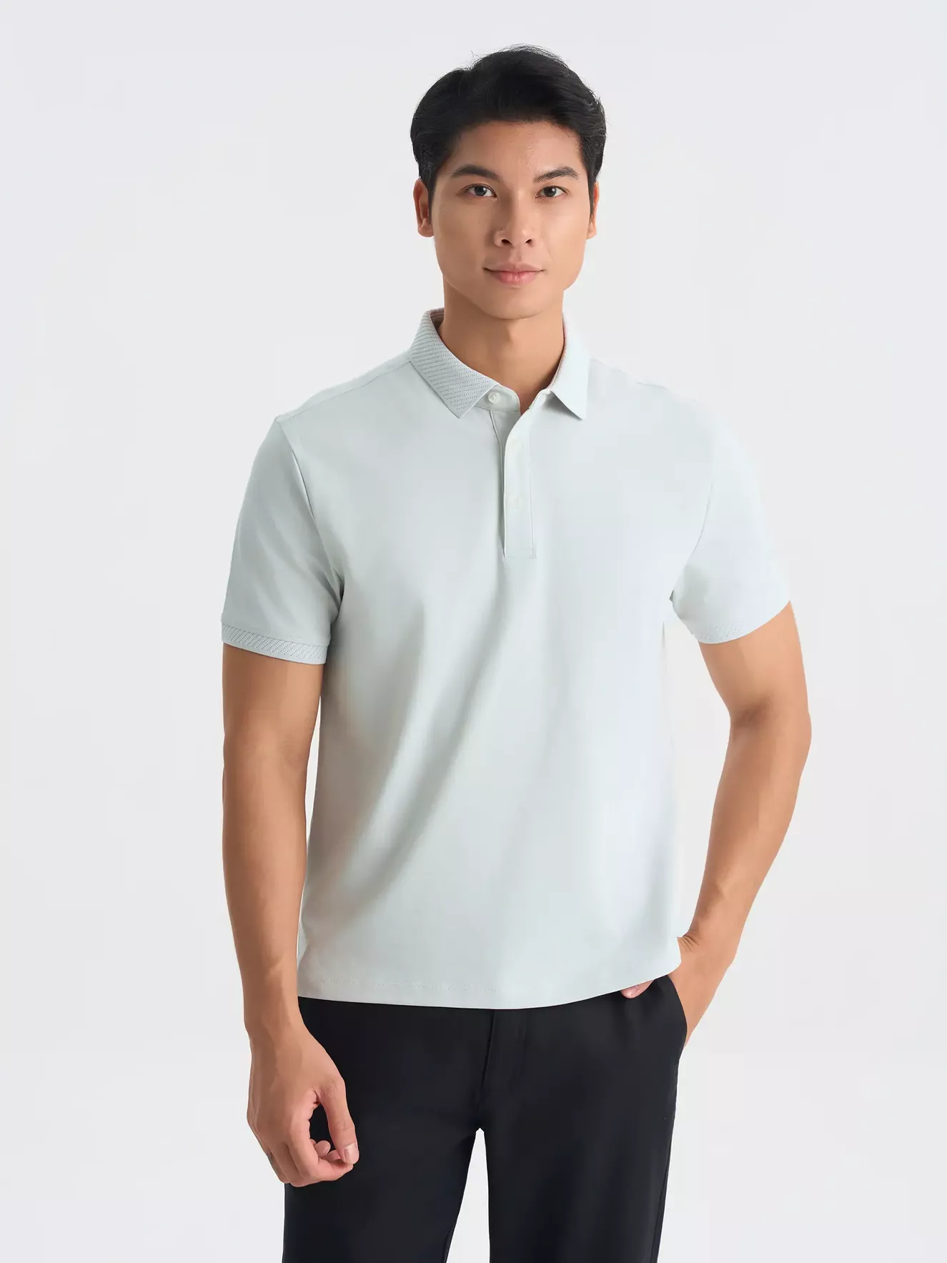 Áo Polo Nam 5S Fashion Trơn Bo Dệt Jacquard Slimfit APC25062