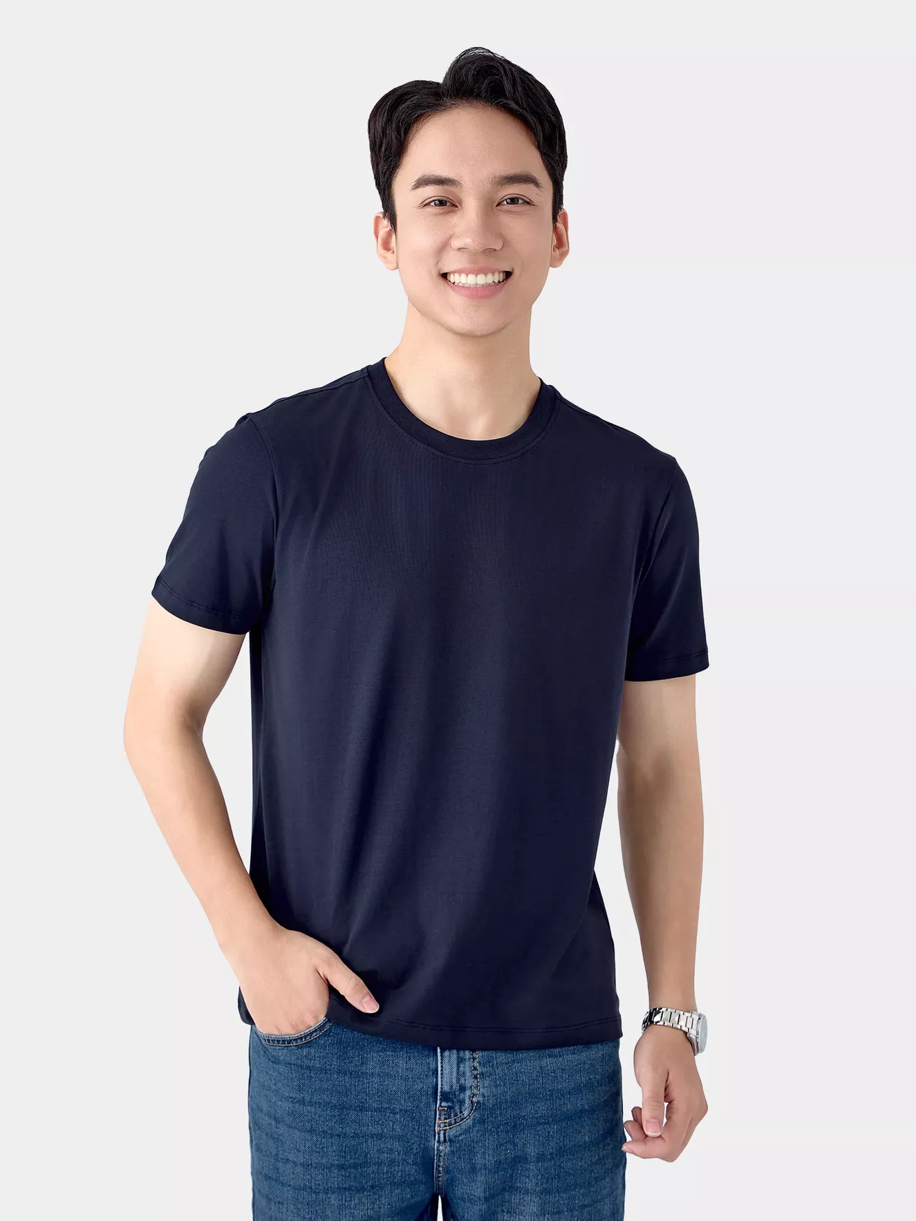 Áo Thun Nam 5S Fashion SMART-COTTON Phom Slimfit ATS25045