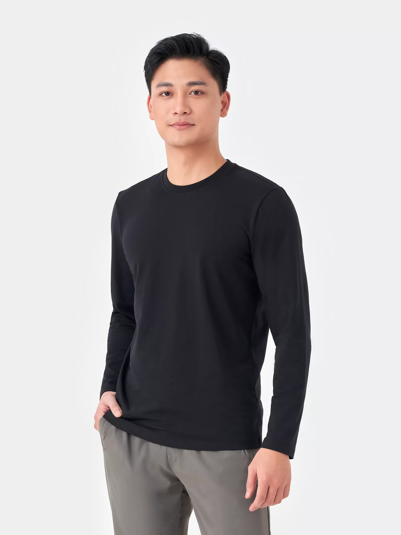 Áo Thun Dài Tay Cổ Tròn 5S Fashion Trơn Slimfit ATO23002