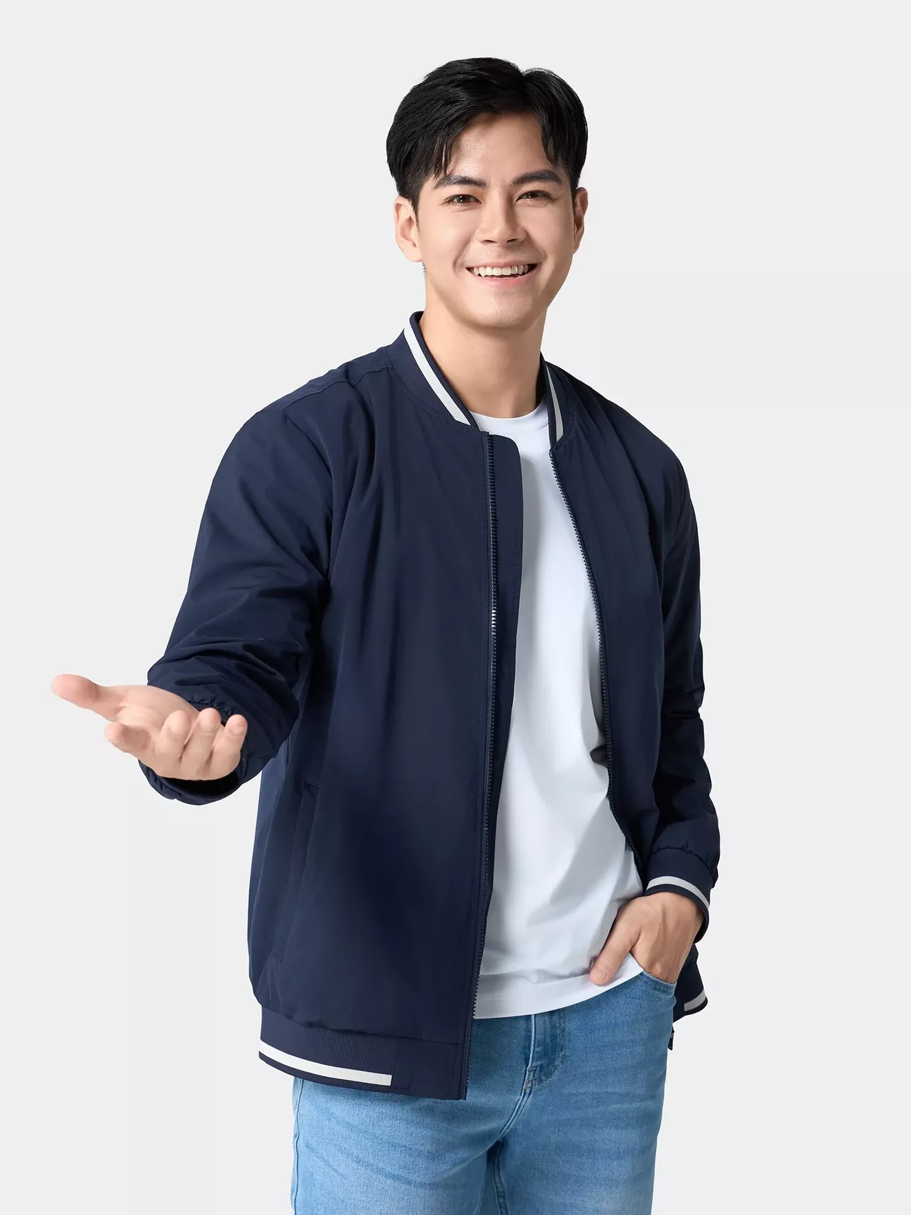 Áo Khoác Bomber Nam 5S Fashion Lót Lông In Logo AKB24017