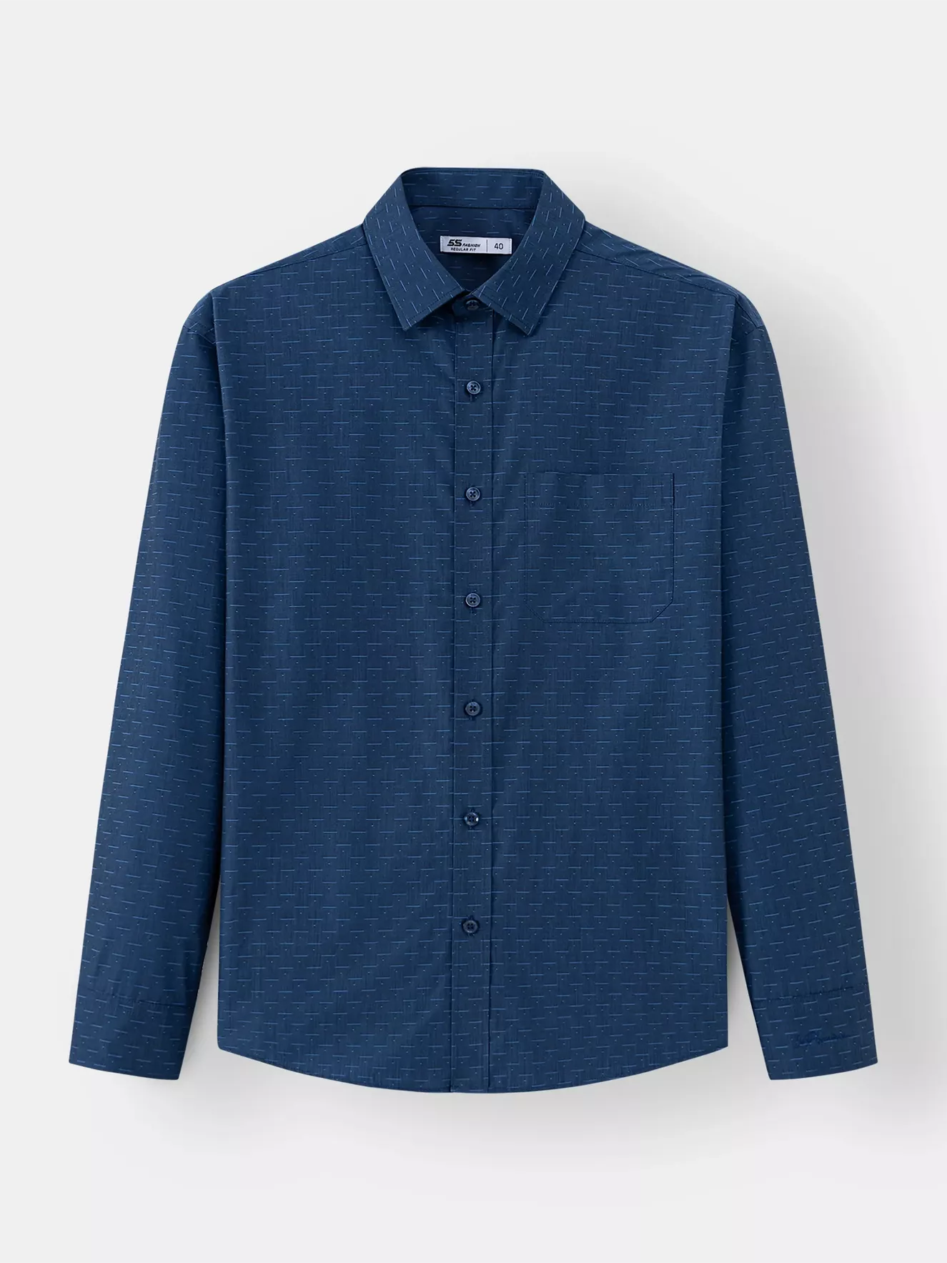 Áo Sơ Mi Nam Dài Tay Họa Tiết Có Túi Phom Regular ASM24016