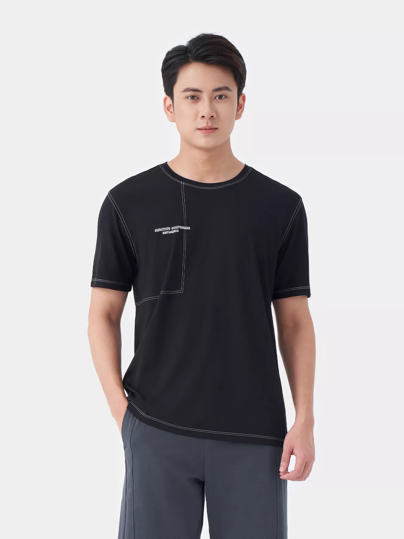 Áo Thun Nam Ngắn Tay 5S Fashion Chần Chỉ Casual ATS24022