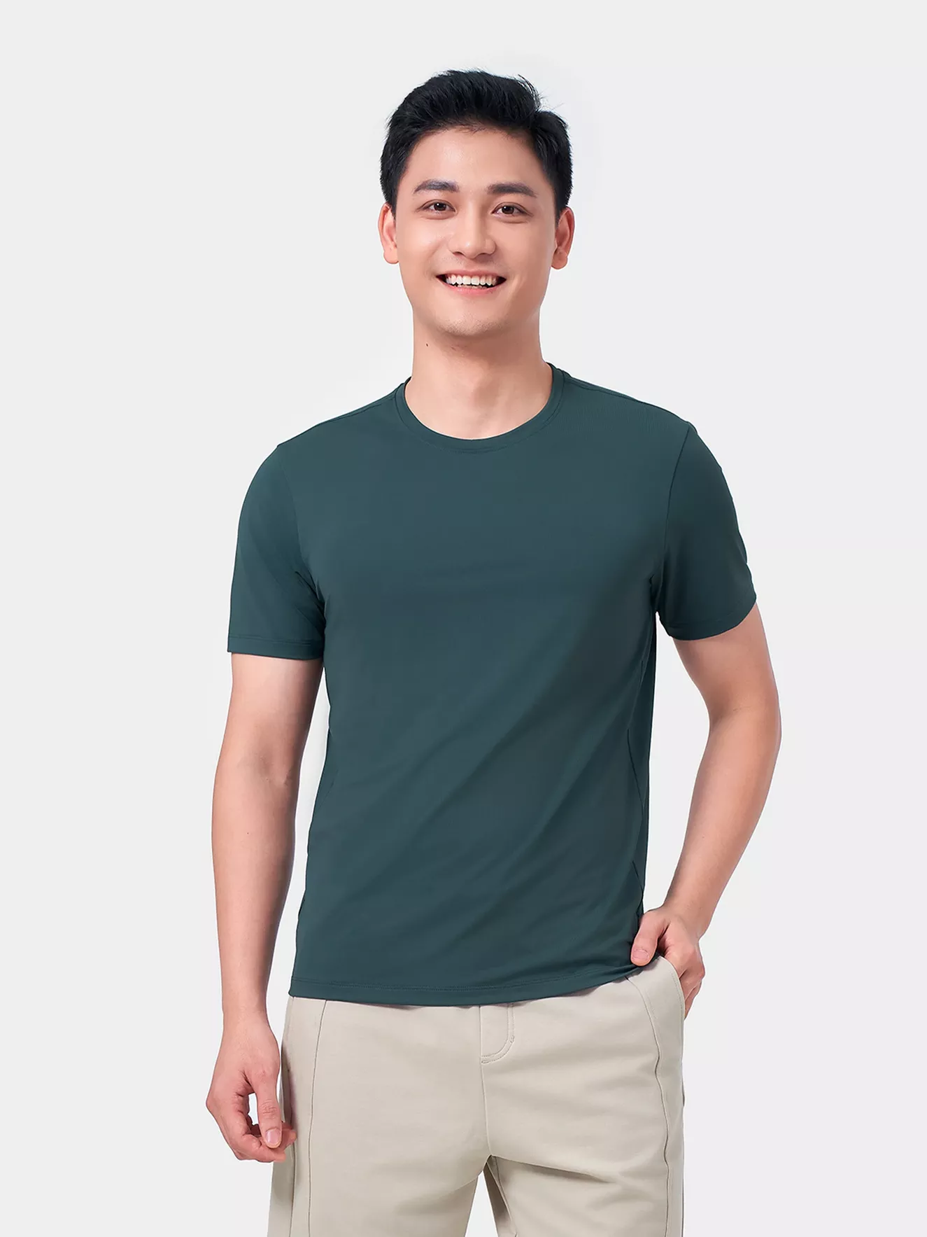 Áo Thun Nam Ngắn Tay 5S Fashion Sport Trơn Slimfit ATS24050
