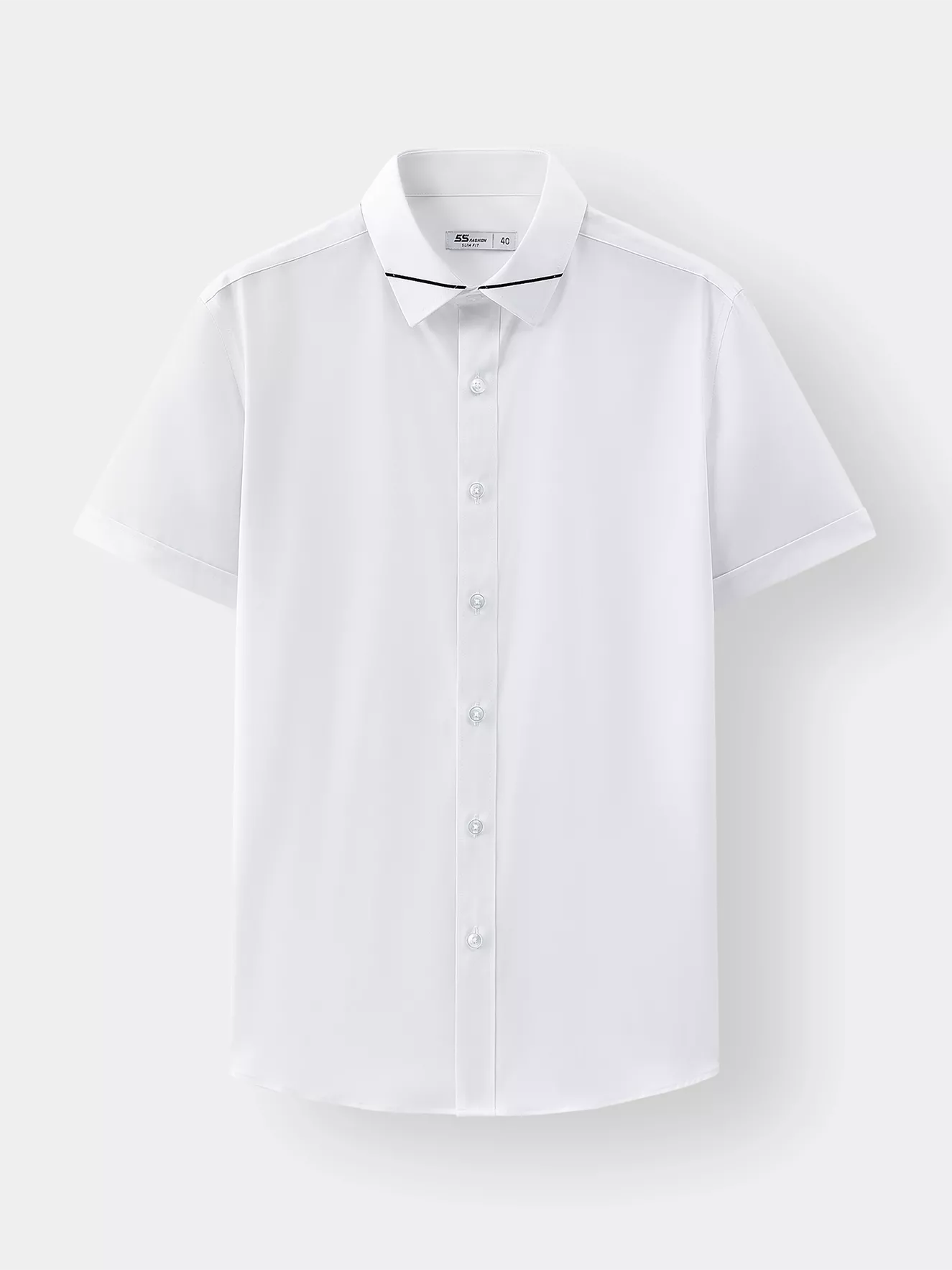 Áo Sơ Mi Nam Ngắn Tay 5S Fashion Thêu Cổ Phom Slimfit ASC25012