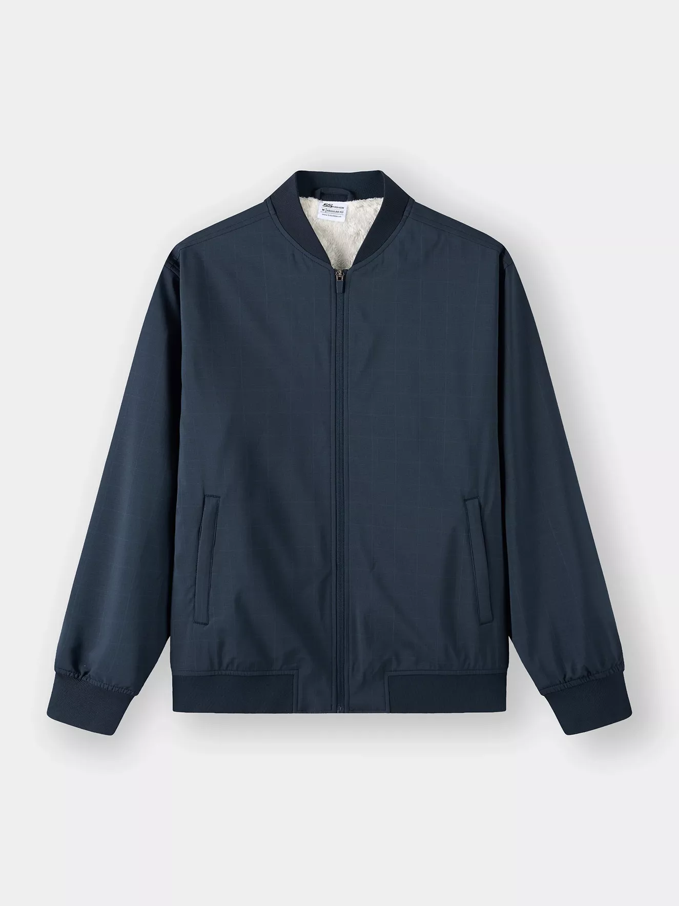 Áo Khoác Bomber Lót Lông 5S Fashion Kẻ Ô Hiệu Ứng M0AKB25008