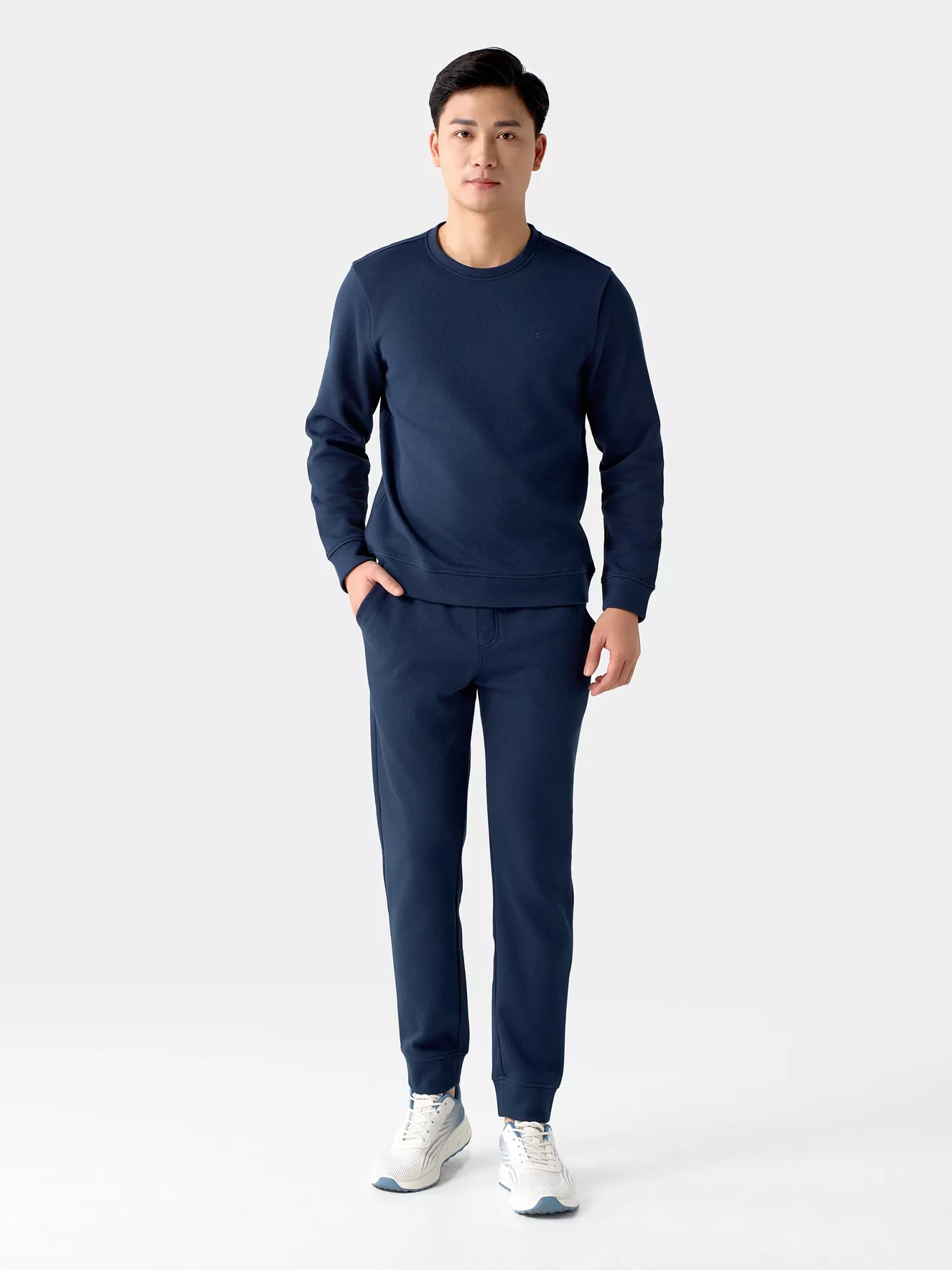 Bộ Quần Áo Nỉ Nam 5S Fashion Trơn Basic Slimfit BNI24001